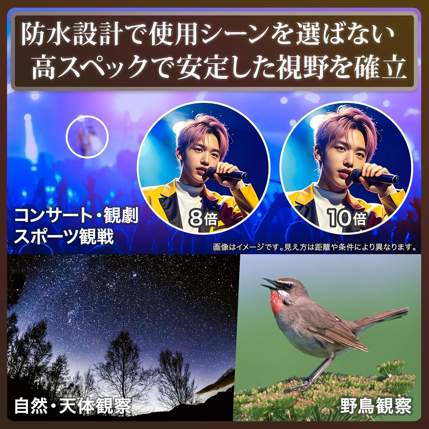 دوربین دوچشمی ویکسن 14529 APEX J HR10 x 42WP(W) ضد آب، 10 برابر، مناسب فضای باز و تماشای زنده