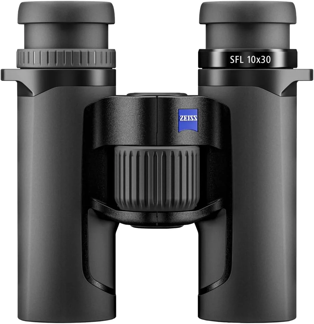 دوربین دوچشمی زایس SFL 10x30، سبک وزن، جمع و جور، ضد آب، شیشه با پوشش و وضوح فوق العاده بالا برای تماشای پرندگان و شکار در نور کم و مشاهده حیات وحش با SmartFocus، مشکی دوربین دوچشمی زایس SFL 10x30، سبک وزن، جمع و جور، ضد آب، شیشه با پوشش و وضوح فوق العاده بالا برای تماشای پرندگان و شکار در نور کم و مشاهده حیات وحش با SmartFocus، مشکی