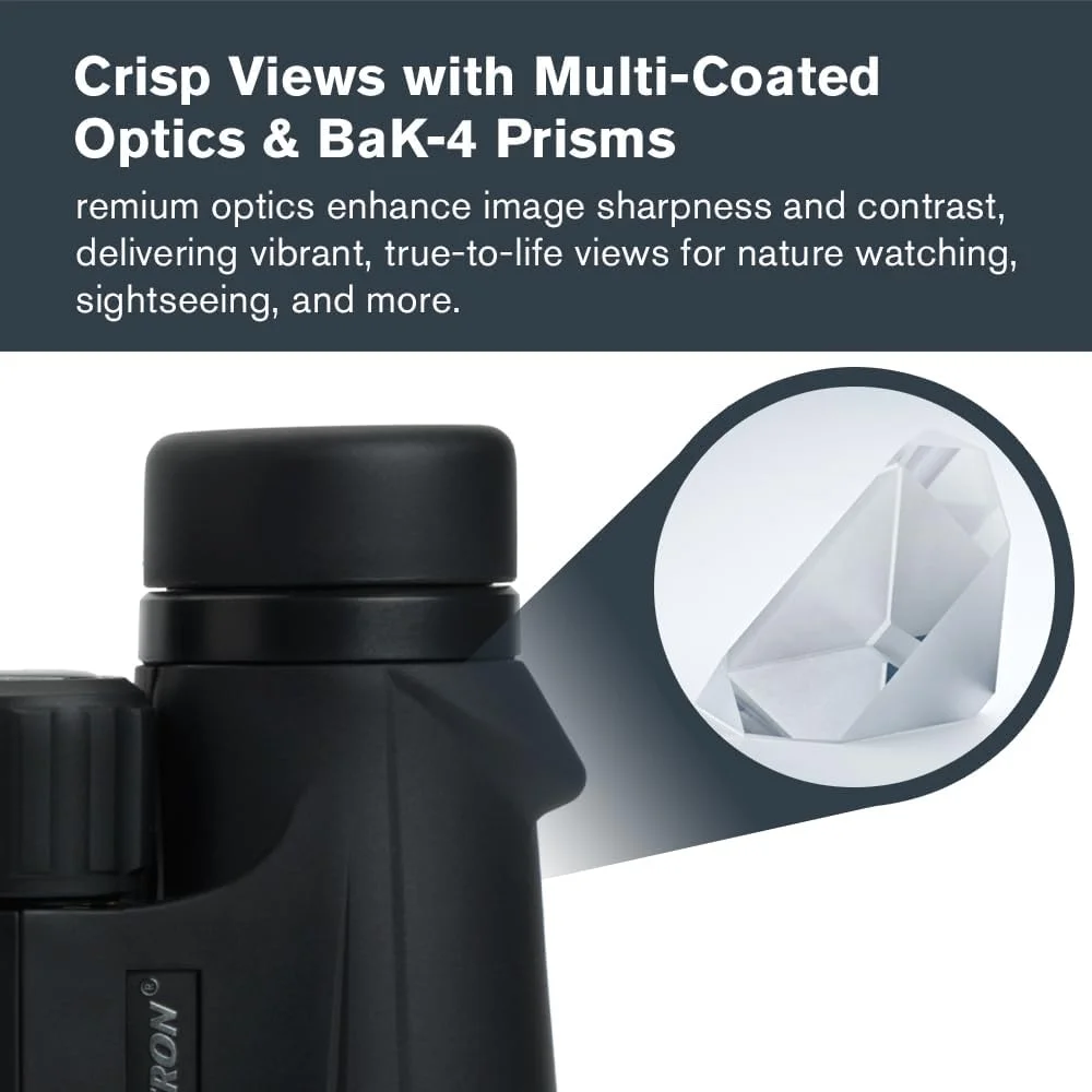 دوربین دوچشمی سلسترون Outland X 10x50 - ضد آب و ضد مه - دوربین دوچشمی برای بزرگسالان - اپتیک چند لایه و منشورهای BaK-4 - روکش محافظ لاستیکی، مشکی