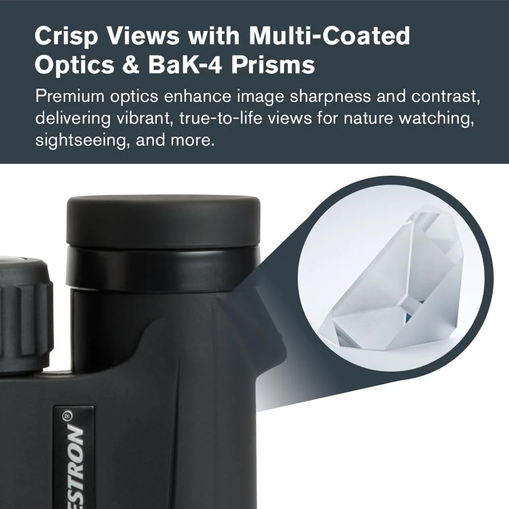 دوربین دوچشمی سلسترون - Outland X 10x25 – ایده آل برای تماشای پرندگان و فضای باز – لنزهای شیئی 25 میلی متری – میدان دید 6.2 درجه – منشورهای BaK-4 – پوشش چند لایه – ضد آب و ضد مه