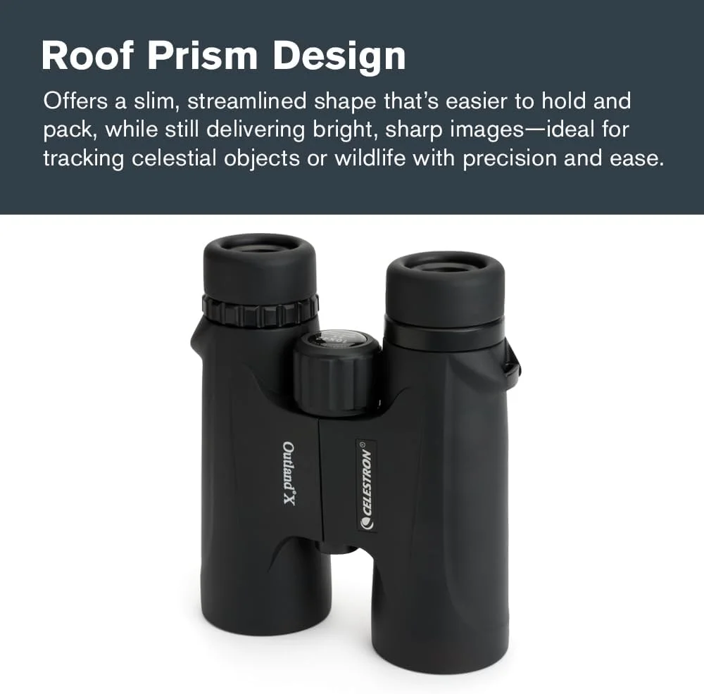 دوربین دوچشمی 10x42 سلسترون - Outland X – ایده آل برای تماشای پرندگان و فضای باز – لنزهای شیئی 42 میلی‌متری – میدان دید 5.5 درجه – منشورهای BaK-4 – پوشش چندلایه – ضد آب و ضد مه