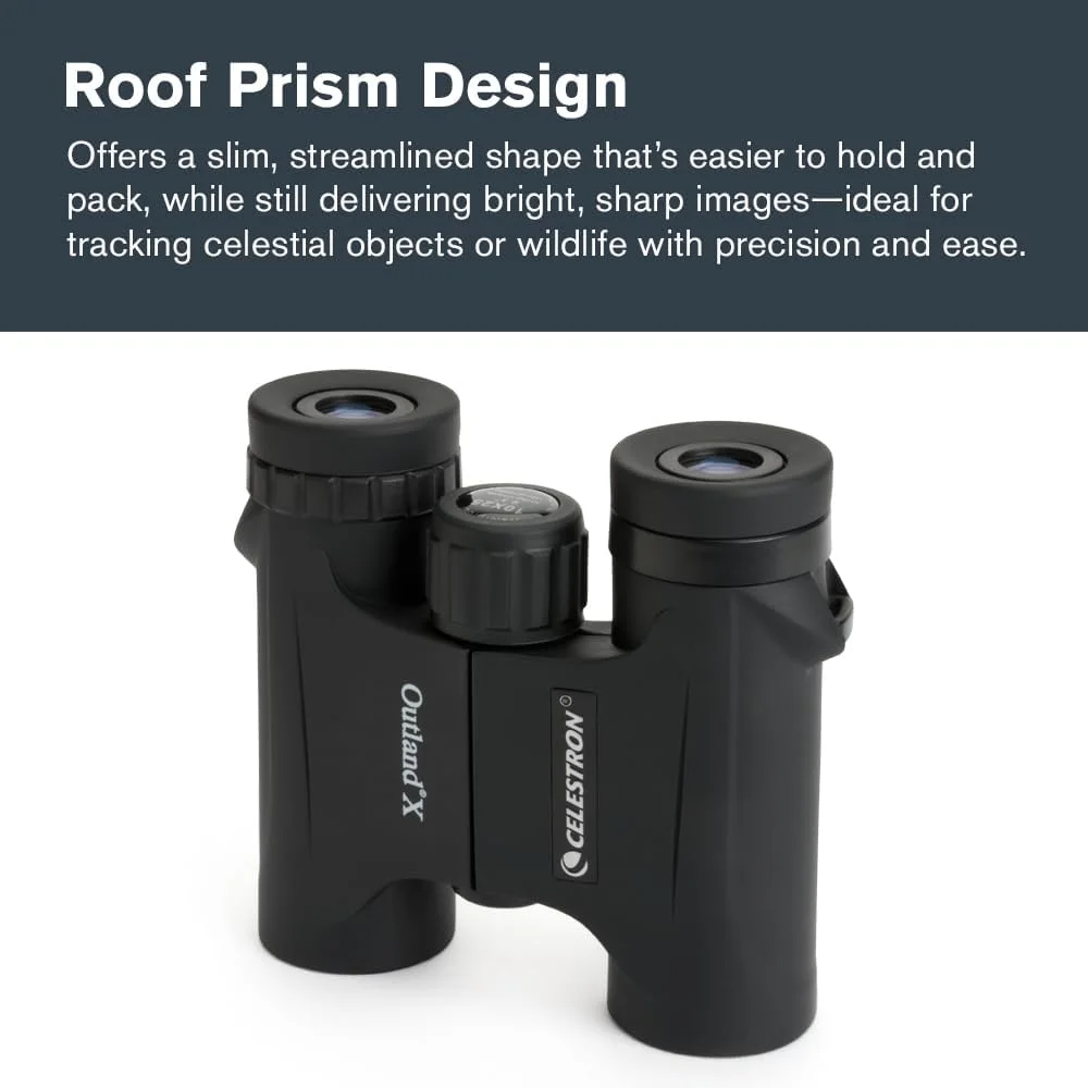 دوربین دوچشمی سلسترون - Outland X 10x25 – ایده آل برای تماشای پرندگان و فضای باز – لنزهای شیئی 25 میلی متری – میدان دید 6.2 درجه – منشورهای BaK-4 – پوشش چند لایه – ضد آب و ضد مه