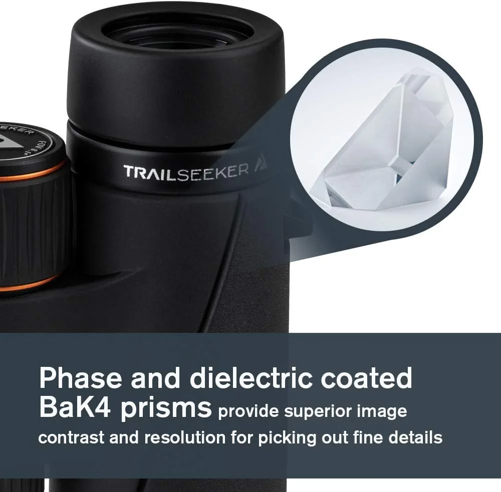 دوربین دوچشمی 8x42 سلسترون TrailSeeker - اپتیک کاملاً چند لایه - دوربین دوچشمی برای بزرگسالان - منشورهای BaK-4 با پوشش فاز و دی الکتریک - ضد آب و ضد مه - روکش لاستیکی - فوکوس نزدیک 6.5 فوت دوربین دوچشمی 8x42 سلسترون TrailSeeker - اپتیک کاملاً چند لایه - دوربین دوچشمی برای بزرگسالان - منشورهای BaK-4 با پوشش فاز و دی الکتریک - ضد آب و ضد مه - روکش لاستیکی - فوکوس نزدیک 6.5 فوت
