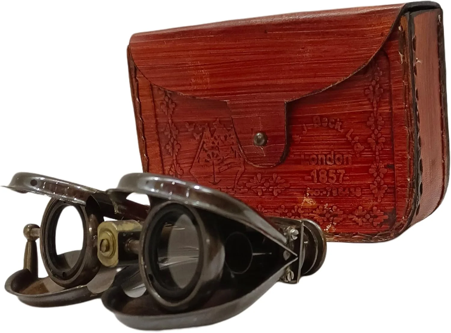 دوربین شکاری برنجی عتیقه دریایی مدل 1857 R & J Beck به همراه جعبه چرمی، هدیه کلکسیونی