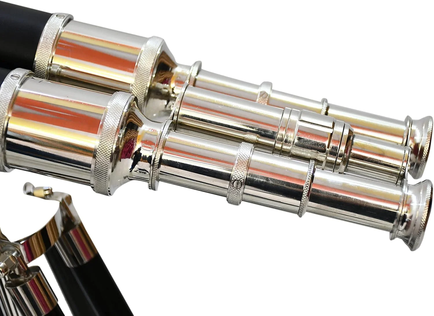 دوربین دوچشمی دریایی برنجی با روکش کروم/نقره ای و پایه سه پایه چوبی