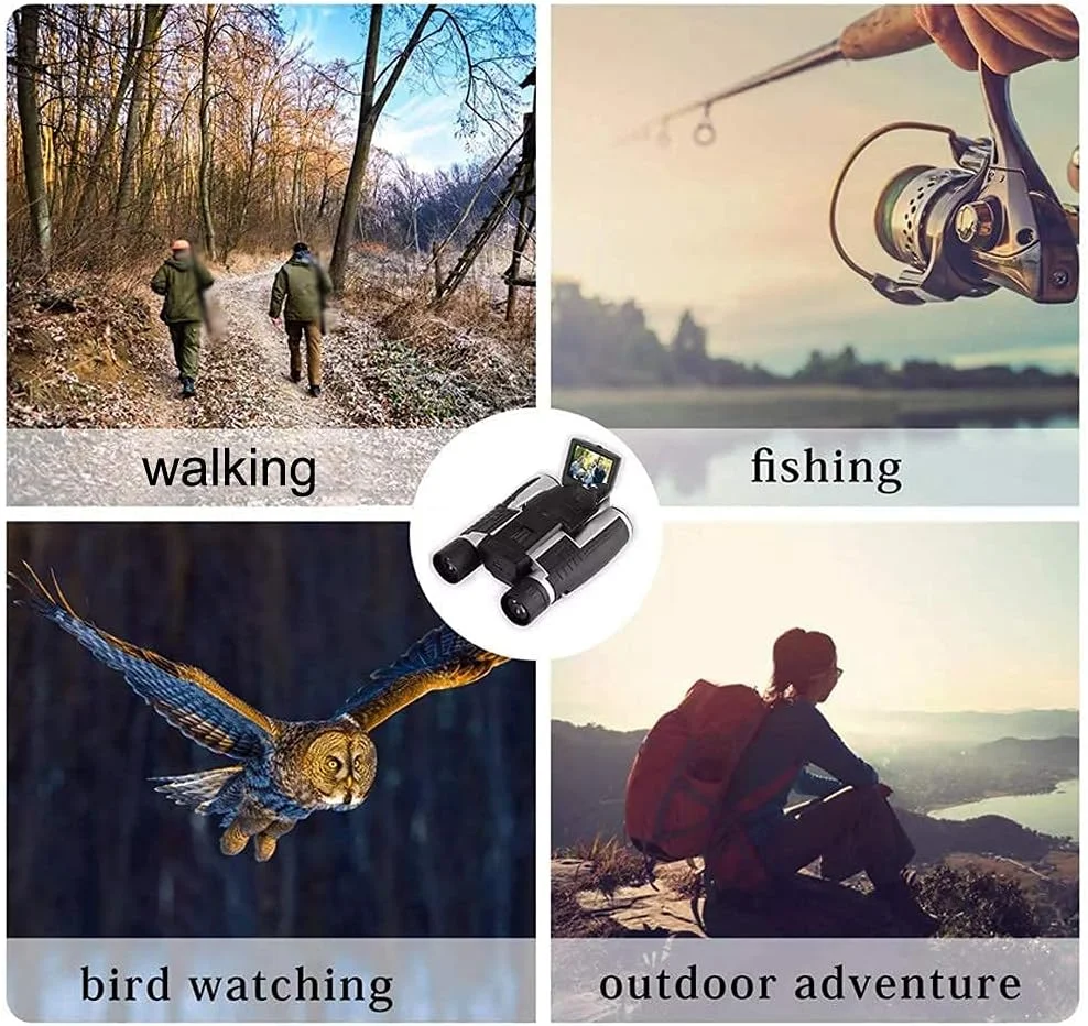 دوربین دوچشمی دیجیتال LCD HD 2 اینچی 12x32 5MP با قابلیت ضبط ویدیو و عکس، تلسکوپ مناسب برای تماشای پرندگان، مسابقات فوتبال و کنسرت