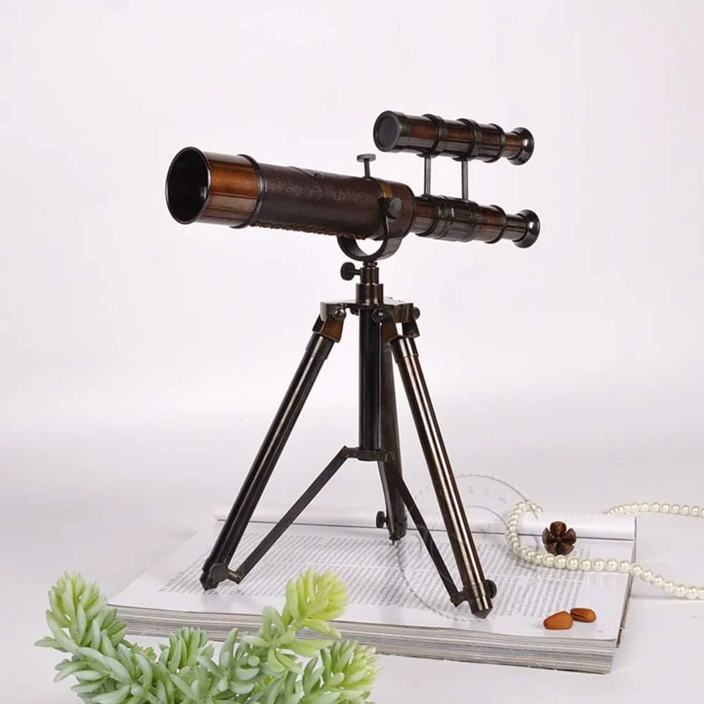 تلسکوپ رترو تک لوله، تزئینی برای دکوراسیون منزل، نوع پایه قابل تنظیم، تلسکوپ تزئینی با کیفیت بالا مناسب هدیه، دکوراسیون اتاق مطالعه، دوربین دوچشمی