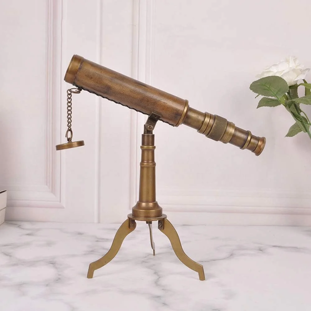 تلسکوپ تزئینی رومیزی به سبک قدیمی، تزئینات مسی مناسب برای دکوراسیون منزل و هدیه تلسکوپ تزئینی رومیزی به سبک قدیمی، تزئینات مسی مناسب برای دکوراسیون منزل و هدیه