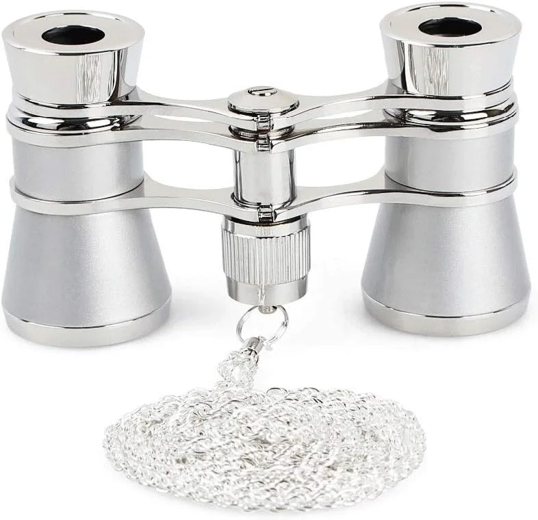 دوربین‌های تلسکوپی 3X25 کلاسیک تاشو اپرا، بدنه فلزی با زنجیر، لنز اپتیکال، تلسکوپ تئاتر، طراحی رترو، هدیه زنانه (رنگ: A) (D)