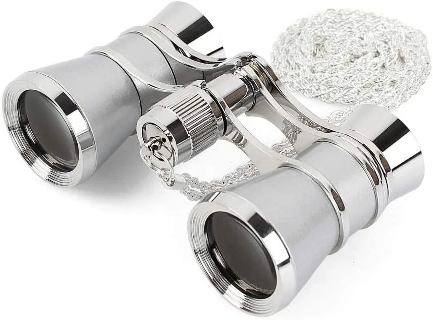 دوربین‌های تلسکوپی 3X25 کلاسیک تاشو اپرا، بدنه فلزی با زنجیر، لنز اپتیکال، تلسکوپ تئاتر، طراحی رترو، هدیه زنانه (رنگ: A) (D)