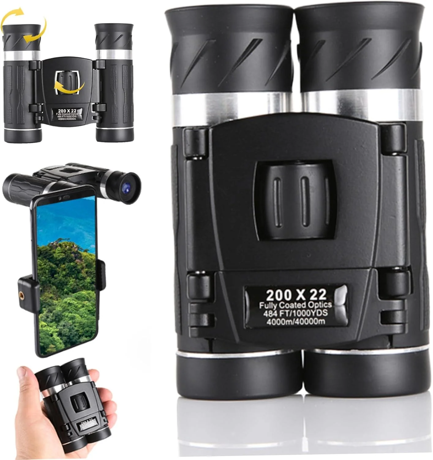 دوربین شکاری 200X22 برای بزرگسالان، دوربین شکاری قدرتمند و فشرده HD برای تماشای پرندگان، دوربین شکاری قابل حمل ضد آب با فوکوس آسان برای سفر، تئاتر و کنسرت