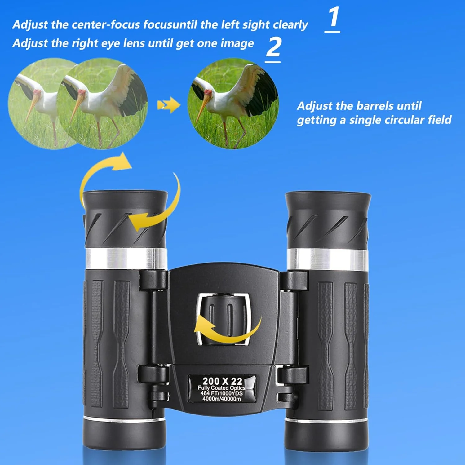 دوربین شکاری 200X22 برای بزرگسالان، دوربین شکاری قدرتمند و فشرده HD برای تماشای پرندگان، دوربین شکاری قابل حمل ضد آب با فوکوس آسان برای سفر، تئاتر و کنسرت