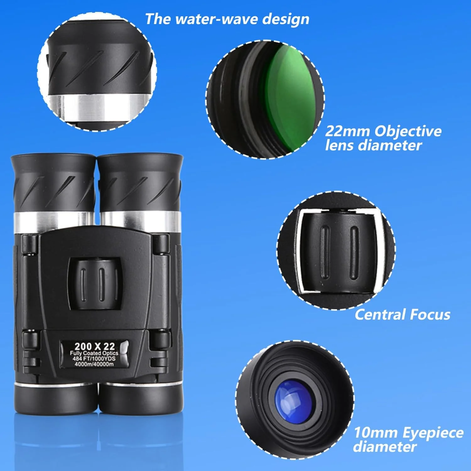 دوربین شکاری 200X22 برای بزرگسالان، دوربین شکاری قدرتمند و فشرده HD برای تماشای پرندگان، دوربین شکاری قابل حمل ضد آب با فوکوس آسان برای سفر، تئاتر و کنسرت