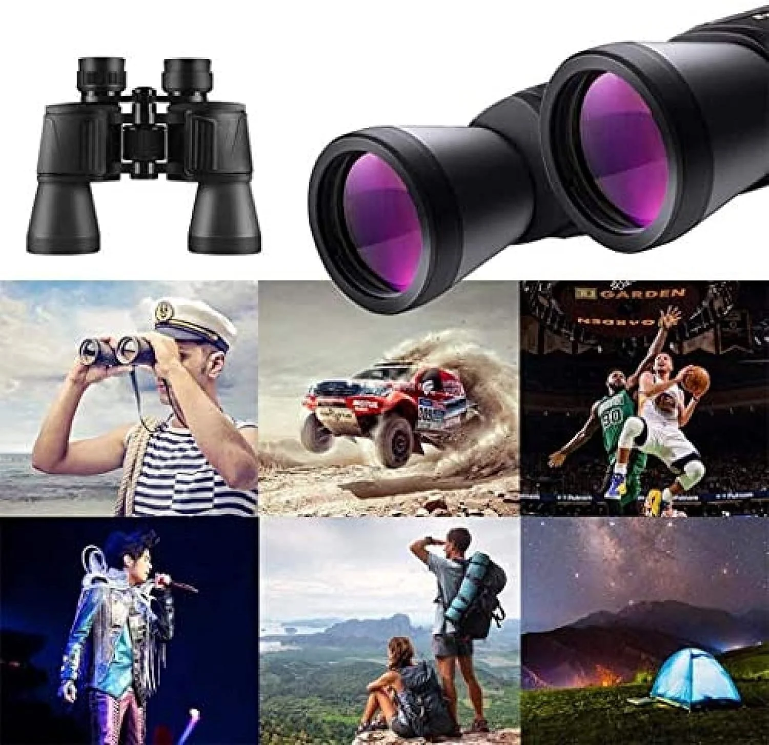 دوربین دوچشمی 10X50 HD با لنزهای 50 میلی‌متری، منشور BAK4 و پوشش چندلایه FMC، مناسب برای تماشای پرندگان و کمپینگ