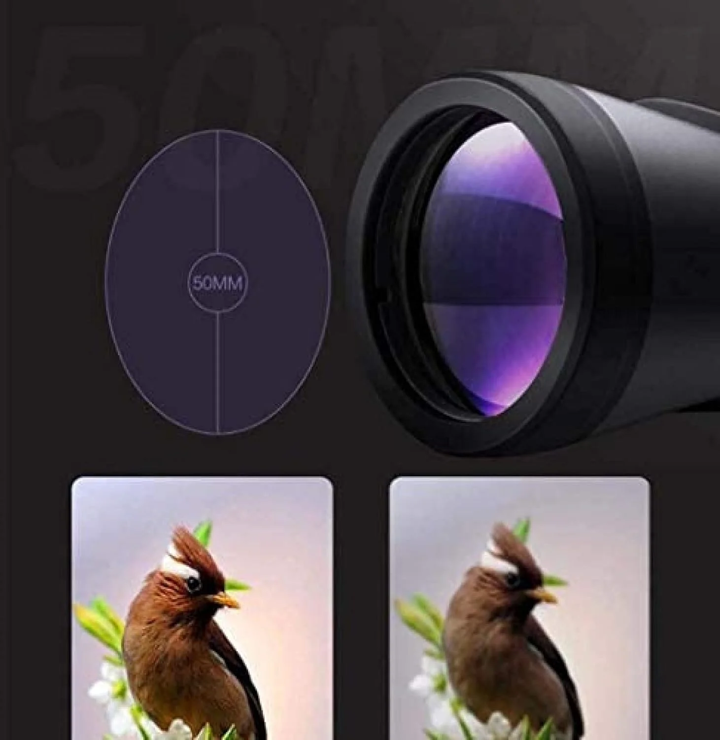 دوربین دوچشمی 10X50 HD با لنزهای 50 میلی‌متری، منشور BAK4 و پوشش چندلایه FMC، مناسب برای تماشای پرندگان و کمپینگ
