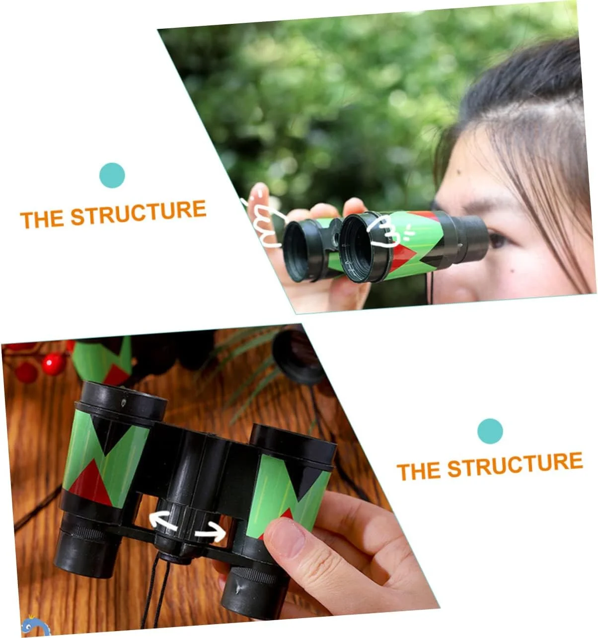 ۴ عدد اسباب بازی دوربین دوچشمی مقاوم در برابر سایش برای پسران و دختران خردسال، اسباب بازی تلسکوپ فضای باز