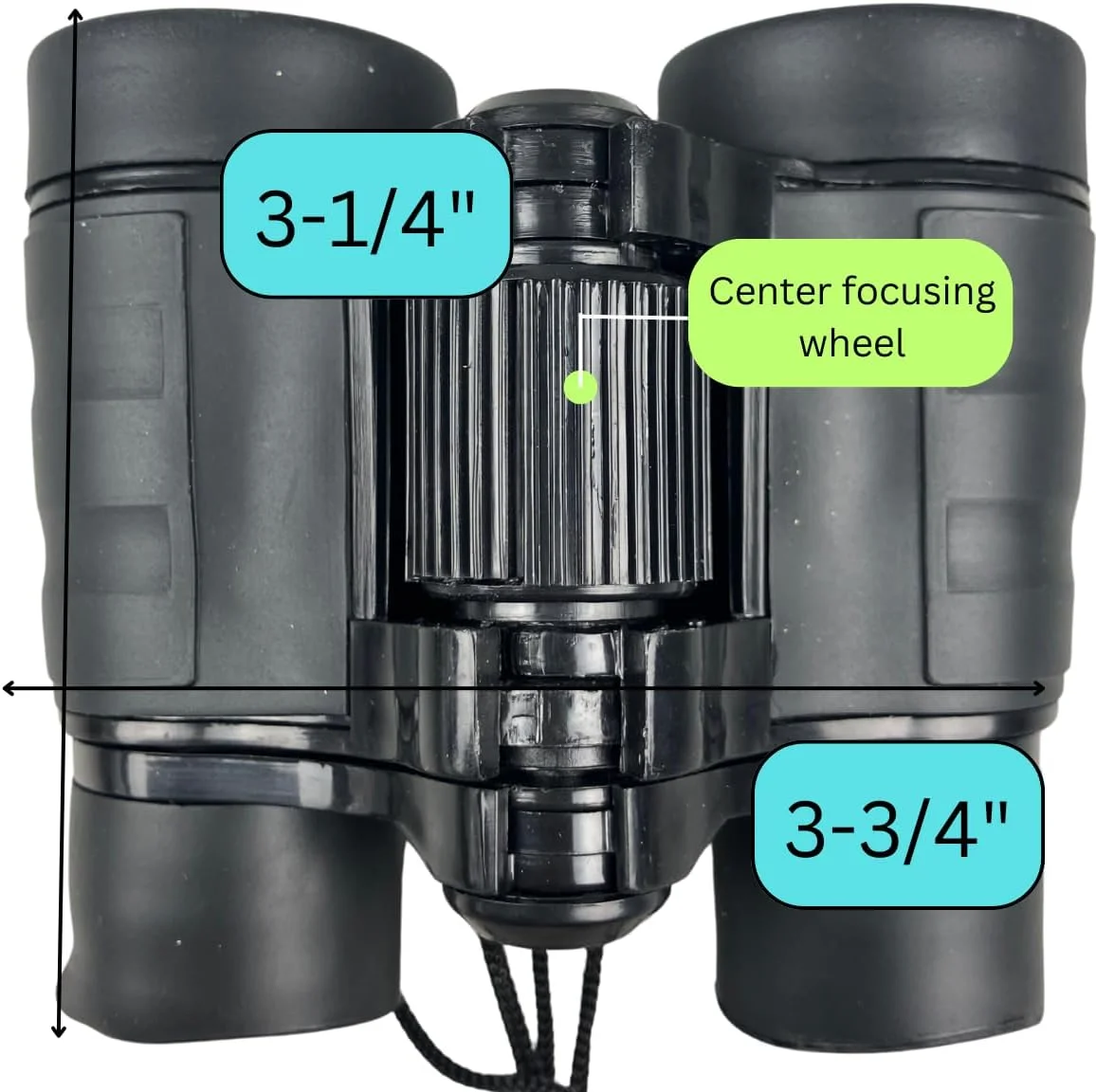 دوربین شکاری مینیاتوری بیرونی هانتر – بزرگنمایی 4x30 میلی‌متر – طراحی فشرده با روکش لاستیکی مشکی و لنزهای آبی رنگ، بند گردنی و کیف نگهداری