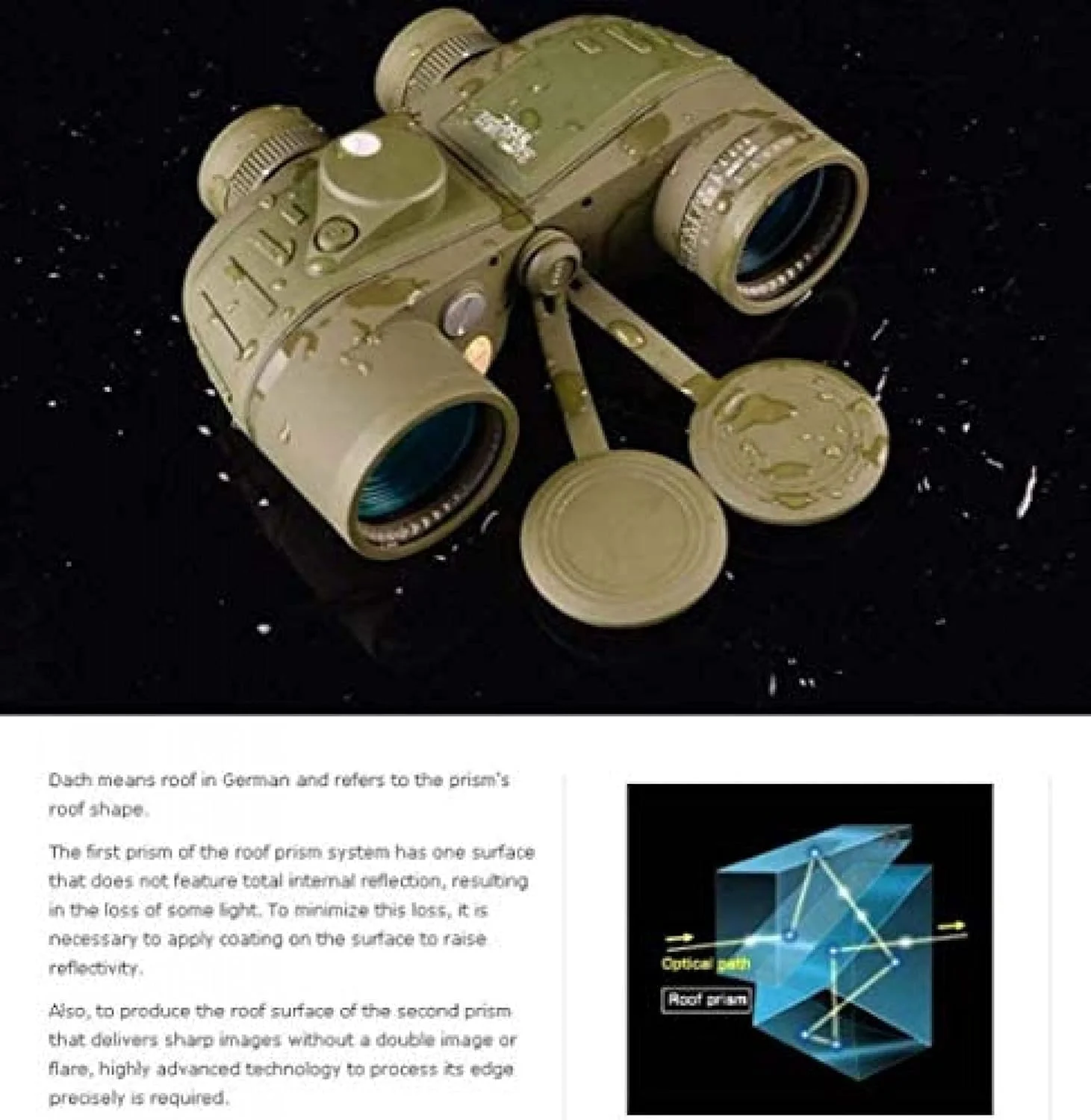 دوربین دوچشمی قطب‌نما اقیانوسی - با مختصات فاصله‌یابی 7X50 HD دید واضح در نور کم، ضدآب، مناسب تماشای پرندگان و شکار