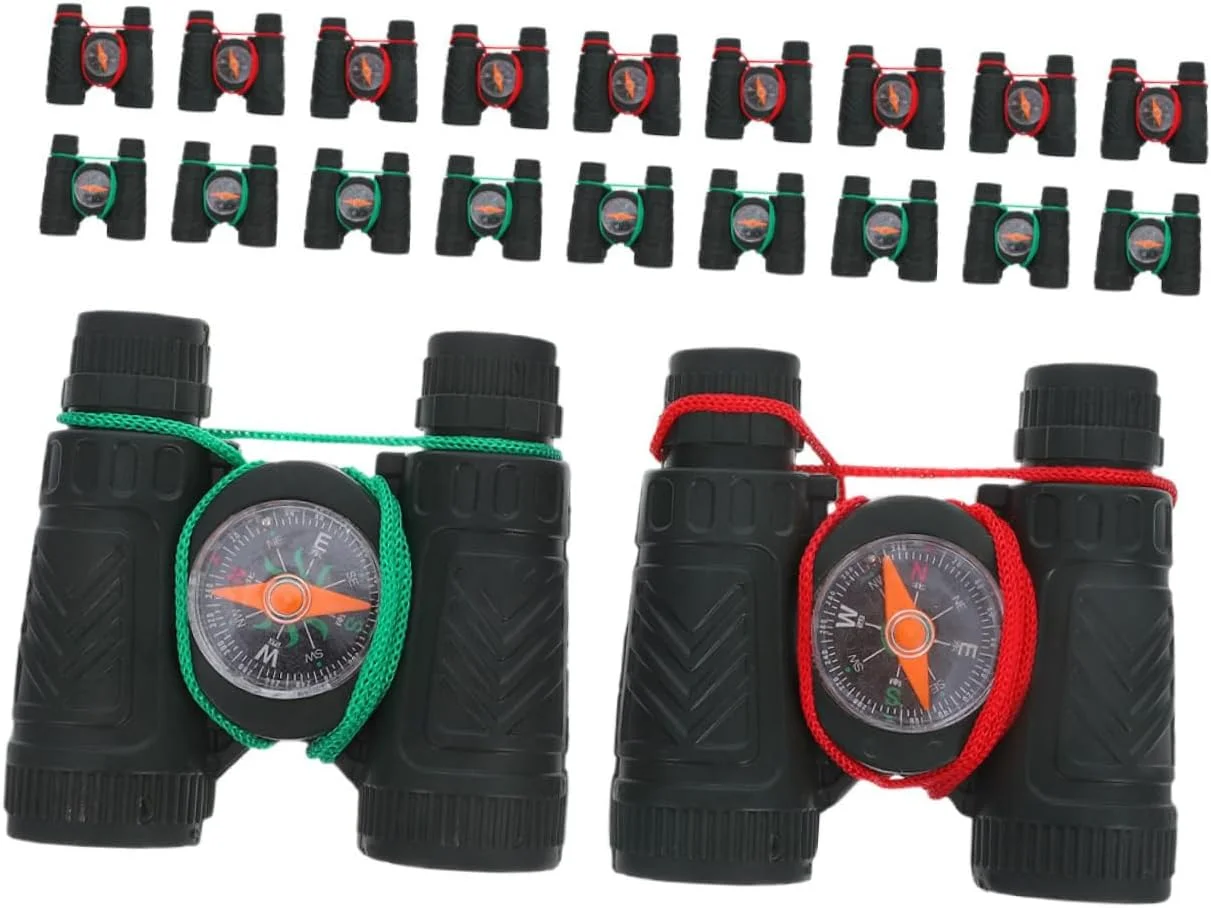 GALPADA 20 عدد دوربین دوچشمی کوچک و جمع و جور سبک وزن برای تماشای پرندگان، پیاده‌روی، کمپینگ و کاوش در فضای باز با طراحی رنگ‌های تصادفی بند