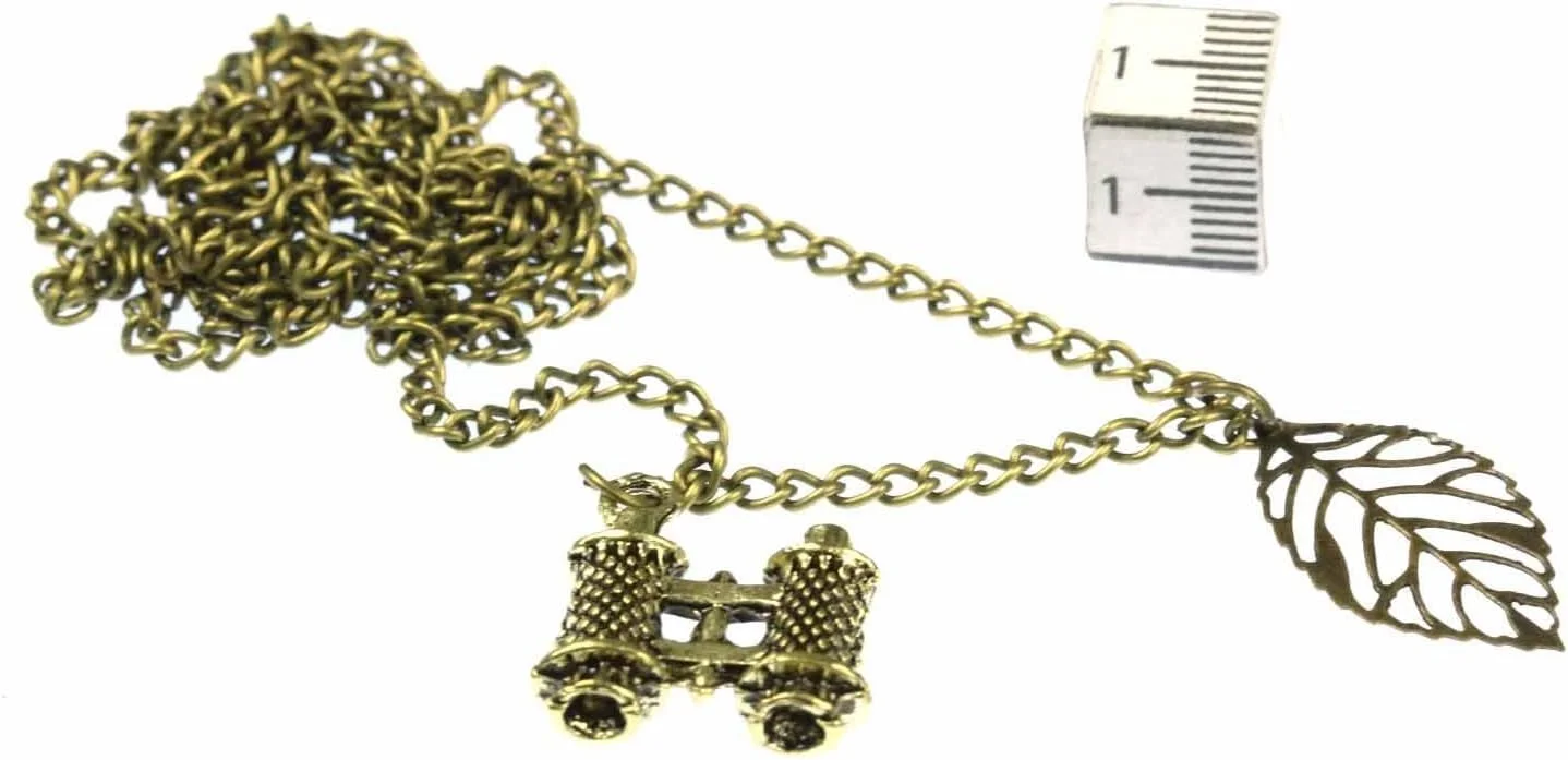 گردنبند دوربین شکاری مینی بلینگ با برگ، مناسب سفر، 60 سانتی متر، برنزی