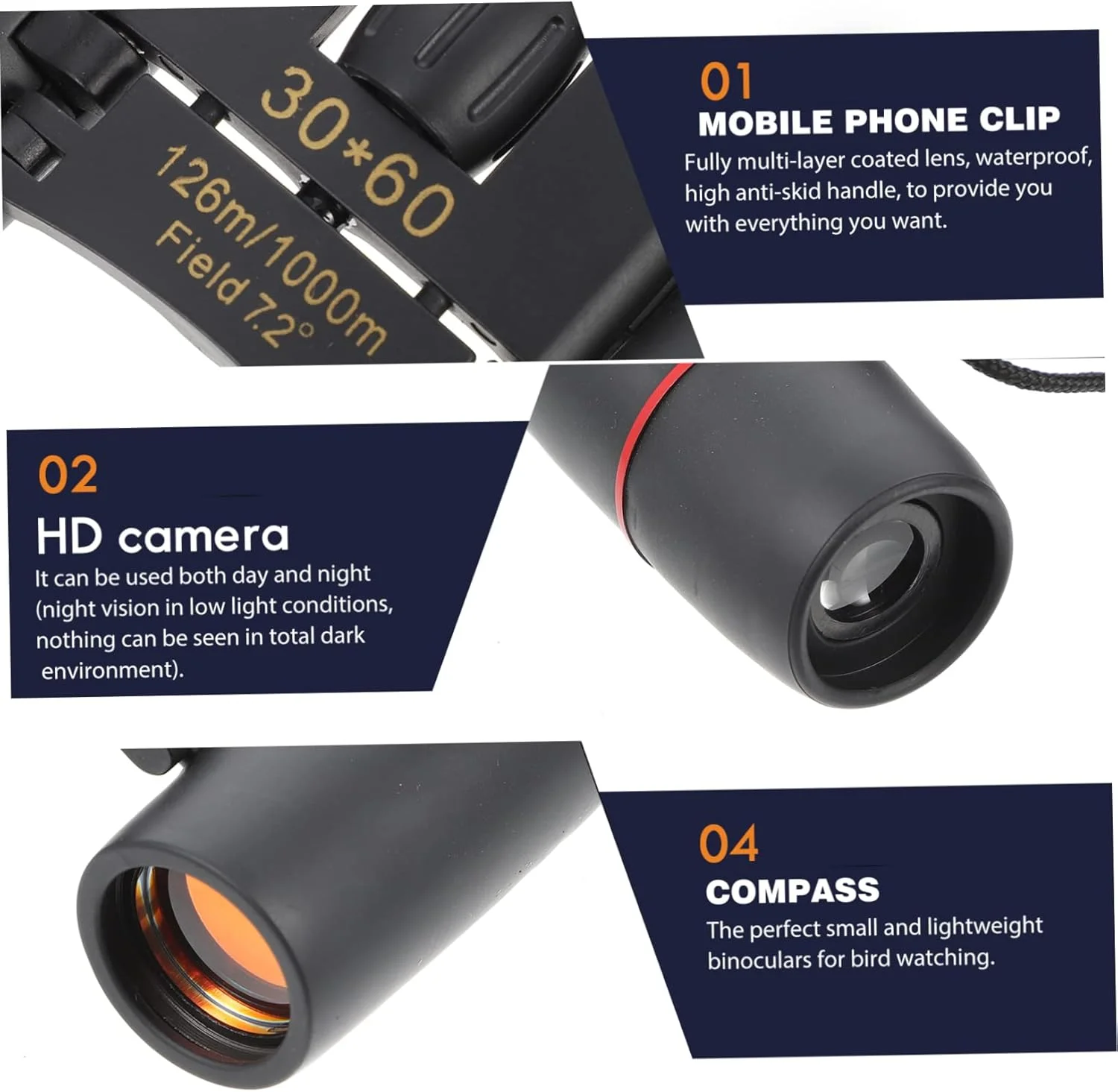 دوربین شکاری دید در شب Angoily با نور کم، طراحی سبک و جمع و جور برای پیاده روی، کنسرت، مسافرت، تماشای پرندگان و فعالیت های خارج از منزل