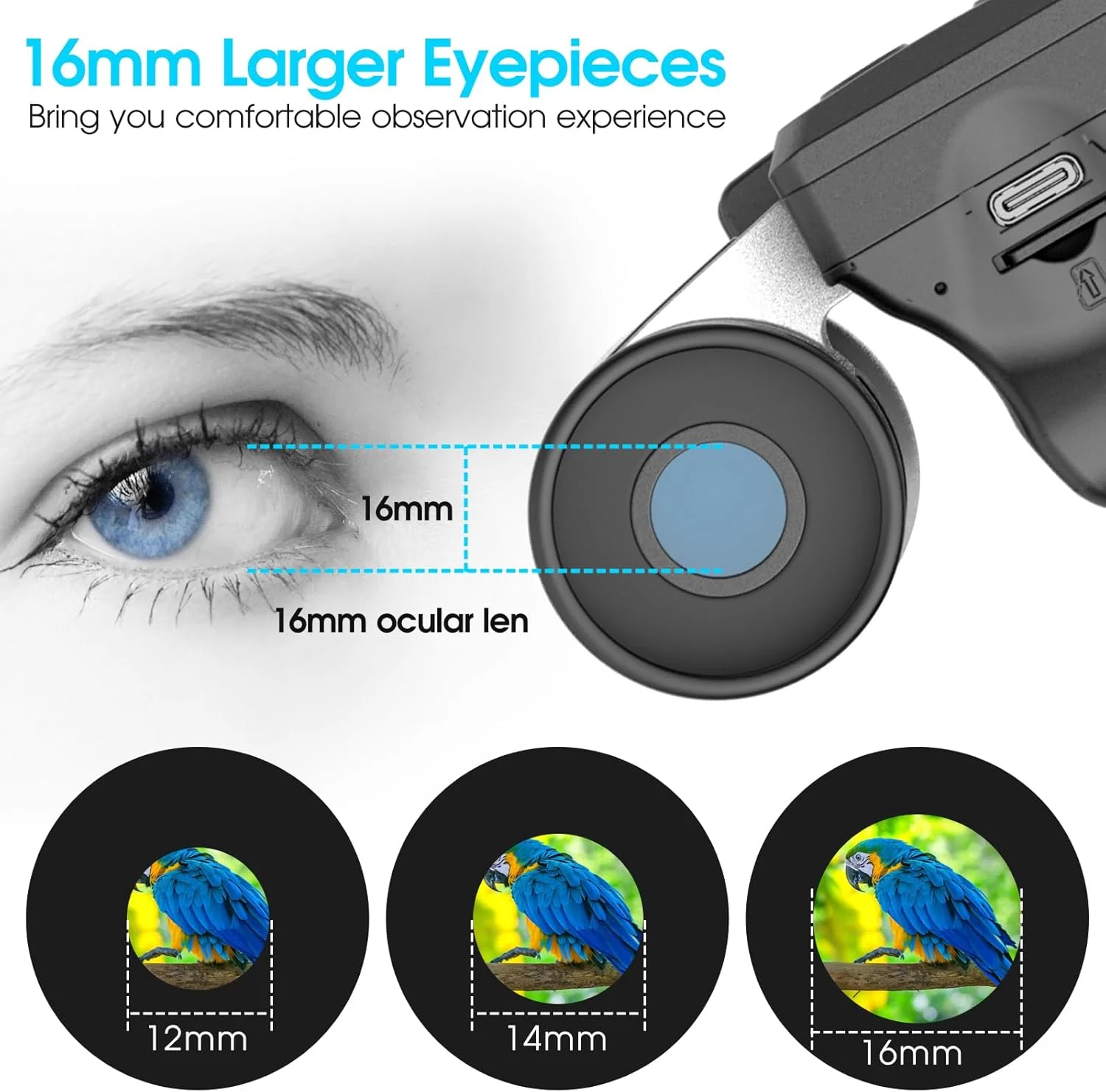 دوربین دوچشمی ZZSTAR 12x32 با دوربین داخلی، دوربین دوچشمی قدرتمند برای بزرگسالان، صفحه نمایش 2 اینچی LTPS، ضبط کننده عکس و فیلم 5 مگاپیکسلی 1080P برای تماشای پرندگان، مسافرت، کنسرت، با کارت میکرو SD 32 گیگابایتی، نقره ای