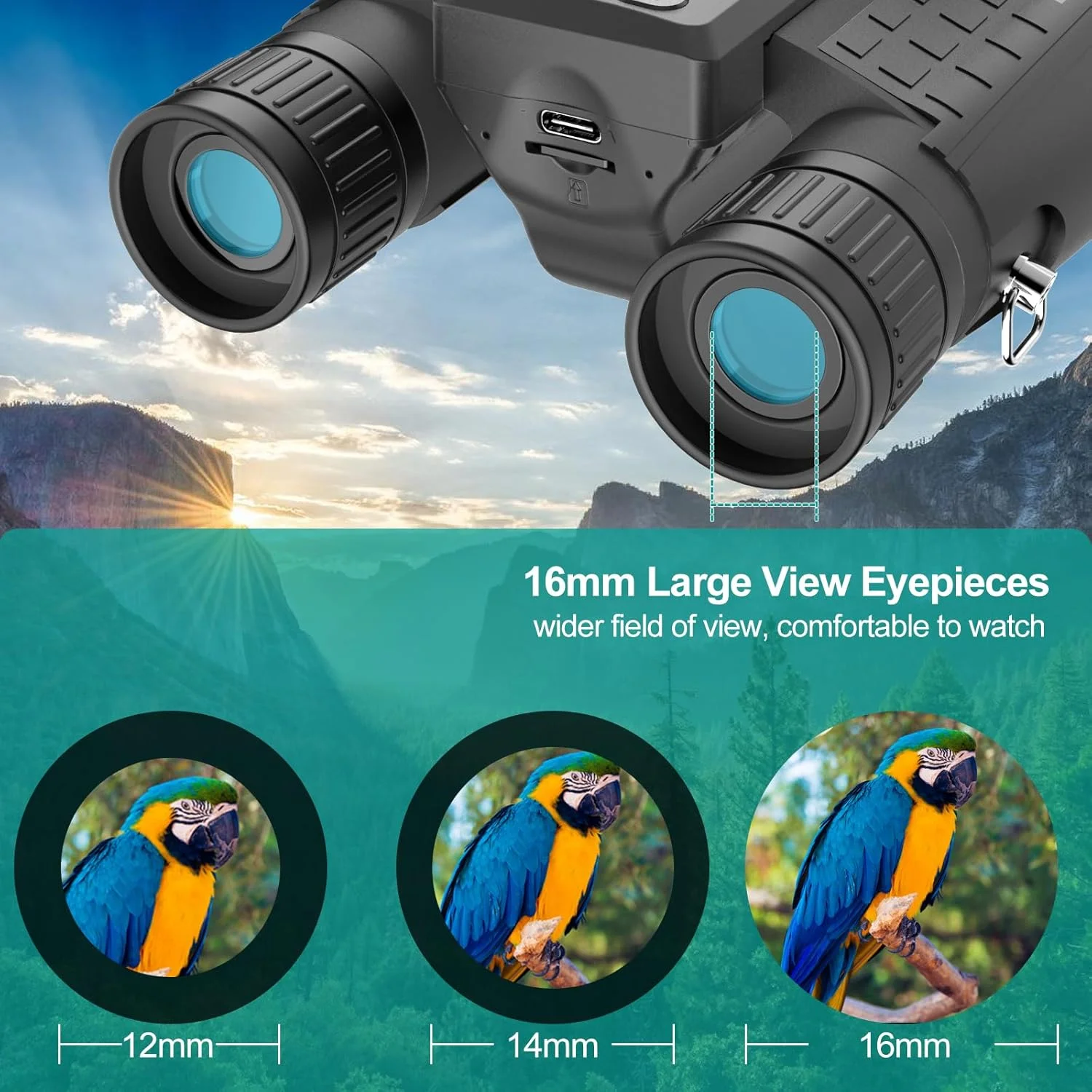 دوربین دوچشمی ZZSTAR 12x32 با دوربین، دوربین دوچشمی تاشو با قدرت بالا برای بزرگسالان، صفحه نمایش 2 اینچی LCD و کارت 32 گیگابایتی، ضبط کننده عکس و فیلم 1080P با کیفیت 5 مگاپیکسل، لنز منشور FMC و BAK4، نمای بزرگ، برای تماشای پرندگان - مشکی