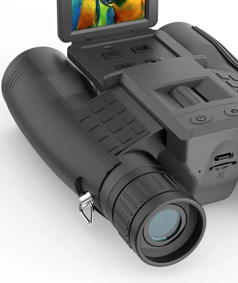 دوربین دوچشمی ZZSTAR 12x32 با قابلیت عکسبرداری و فیلمبرداری، دوربین دوچشمی بزرگ با قدرت بالا برای بزرگسالان، لنزهای منشوری FMC و BAK4، صفحه نمایش 2 اینچی LCD، ضبط ویدئو 1080P با کیفیت 5 مگاپیکسل، مناسب برای تماشای پرندگان و شکار - مشکی