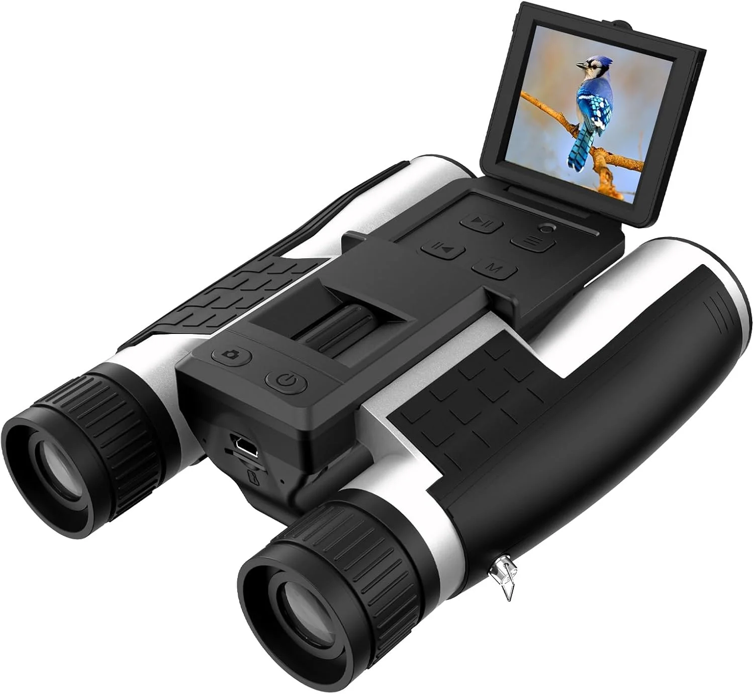 دوربین شکاری 12x32 ZZSTAR با دوربین، دوربین دوچشمی با دید بزرگ برای بزرگسالان با قدرت بالا، منشور FMC و BAK4، صفحه نمایش 2 اینچی LCD با کیفیت 5 مگاپیکسل و ضبط ویدیو 1080P برای تماشای پرندگان و شکار، به همراه کارت 32 گیگابایتی، نقره ای