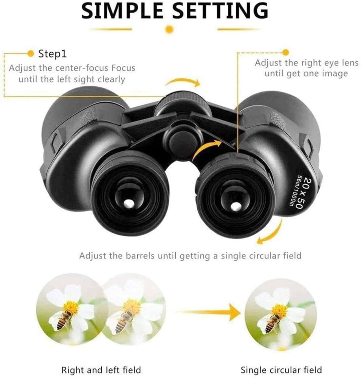 دوربین دوچشمی 20x50 فشرده HD حرفه ای روزانه ضد آب تلسکوپ قدرت بالا برای بزرگسالان تماشای پرندگان مسافرت فوتبال-منشور BAK4 دقیق (رنگ: 2)، برای داخل/خارج از منزل (1)