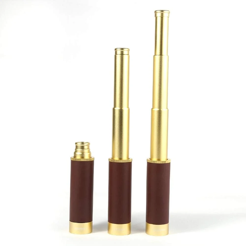 تلسکوپ دزدان دریایی 25X30 تک استوانه ای تلسکوپی جیبی با وضوح بالا به همراه کیف چرمی، هدیه تلسکوپ منشوری ROOF، ابعاد 36X36X335 میلی متر