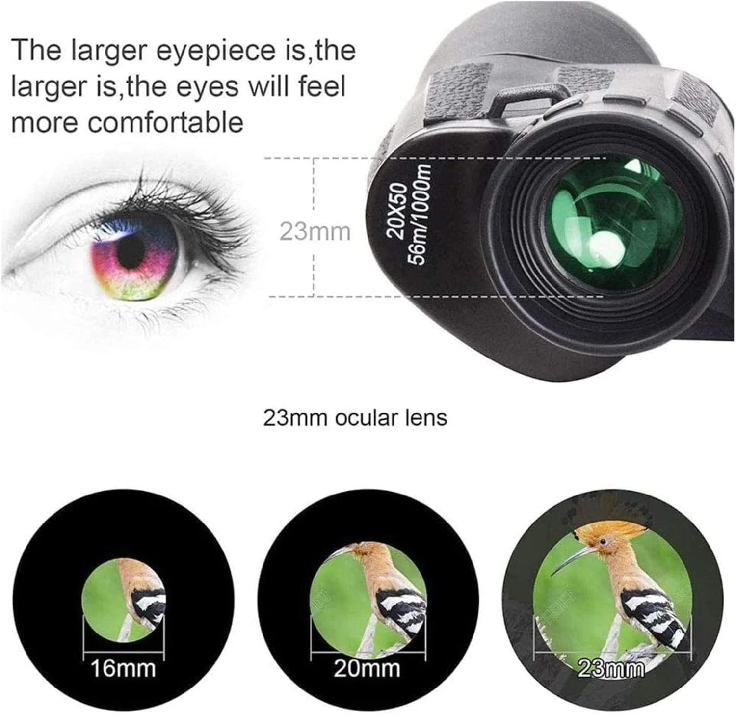 دوربین دوچشمی 20x50 فشرده HD حرفه ای ضد آب روزانه تلسکوپ قدرت بالا برای بزرگسالان تماشای پرندگان مسافرت فوتبال-BAK4 منشور دقیق (رنگ : 2)، برای داخل/خارج از منزل (2)