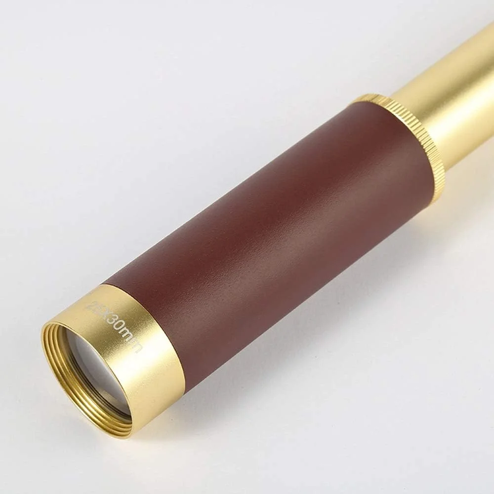 تلسکوپ دزدان دریایی 25X30 تک استوانه ای تلسکوپی جیبی با وضوح بالا به همراه کیف چرمی، هدیه تلسکوپ منشوری ROOF، ابعاد 36X36X335 میلی متر