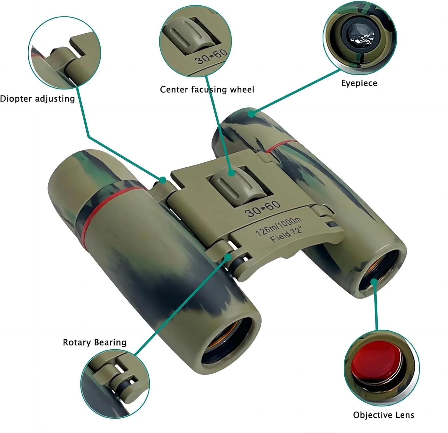 دوربین شکاری جمع و جور 30x60 برای بزرگسالان و کودکان، تاشو، سبک وزن، با فوکوس آسان، مناسب برای تماشای پرندگان، مسافرت، تماشای مناظر، شکار، کنسرت، تئاتر و اپرا دوربین شکاری جمع و جور 30x60 برای بزرگسالان و کودکان، تاشو، سبک وزن، با فوکوس آسان، مناسب برای تماشای پرندگان، مسافرت، تماشای مناظر، شکار، کنسرت، تئاتر و اپرا