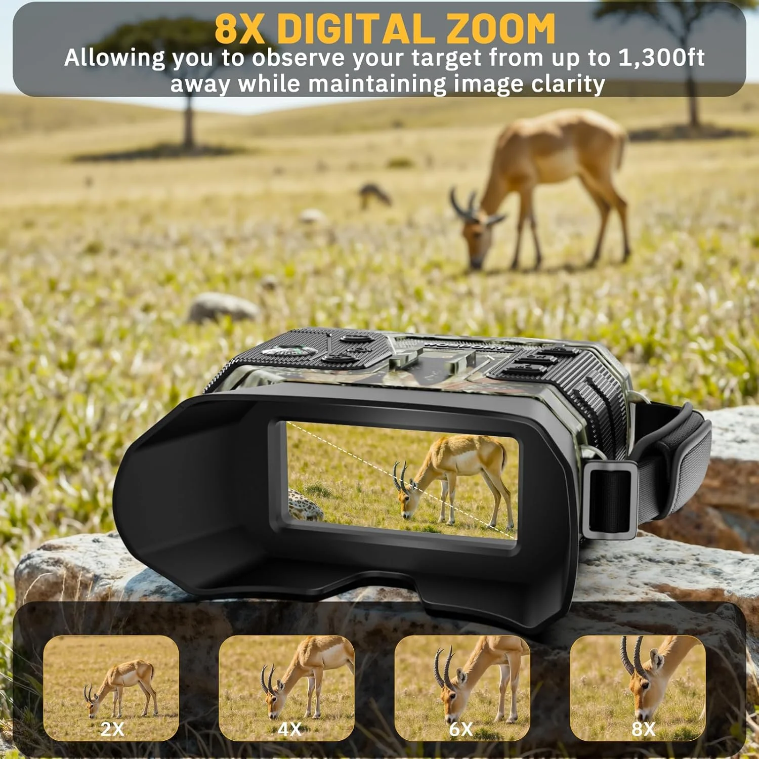 دوربین دید در شب WOSPORTS برای بزرگسالان – دوربین دوچشمی 4K با عکس 48 مگاپیکسل، برد 400 متری مادون قرمز، زوم اپتیکال 10X، دوربین زوم دیجیتال، NVG برای شکار، کمپینگ، مسافرت در حیات وحش – هدیه برای آقایان