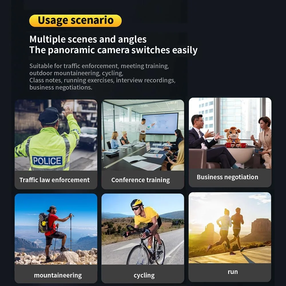 دوربین فیلمبرداری 1080P HD با لنز چرخشی، دید در شب مادون قرمز، آلارم و عمر باتری طولانی برای اجرای قانون، تحویل و امنیت شخصی