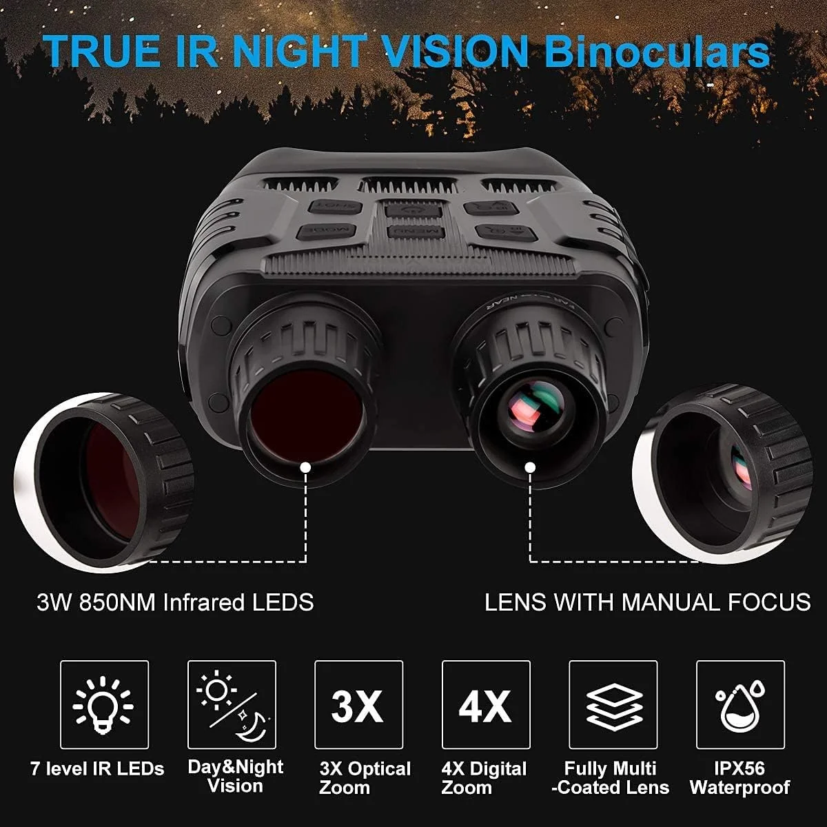 دوربین دوچشمی دید در شب ویلانیا با صفحه نمایش LCD 2.3 اینچی، تصویر و ویدئو 960P، فاصله دید 300 متری، دوربین دوچشمی دیجیتال مادون قرمز با کارت حافظه 32 گیگابایتی دوربین دوچشمی دید در شب ویلانیا با صفحه نمایش LCD 2.3 اینچی، تصویر و ویدئو 960P، فاصله دید 300 متری، دوربین دوچشمی دیجیتال مادون قرمز با کارت حافظه 32 گیگابایتی