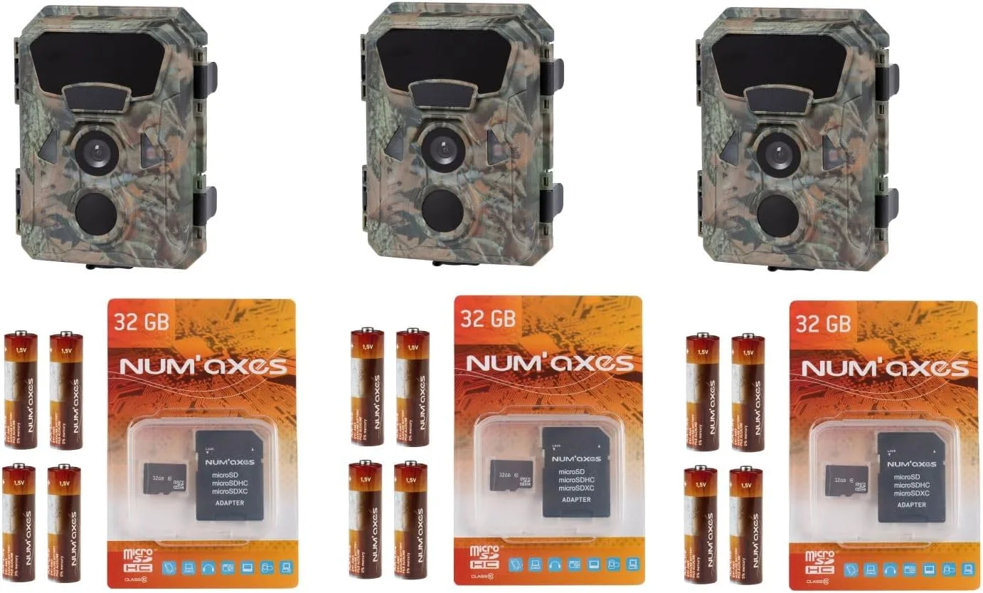 بسته 3 عددی دوربین تله ای NUM'AXES PIE1066 + باتری (4 عدد) + کارت حافظه SD 32 گیگابایتی