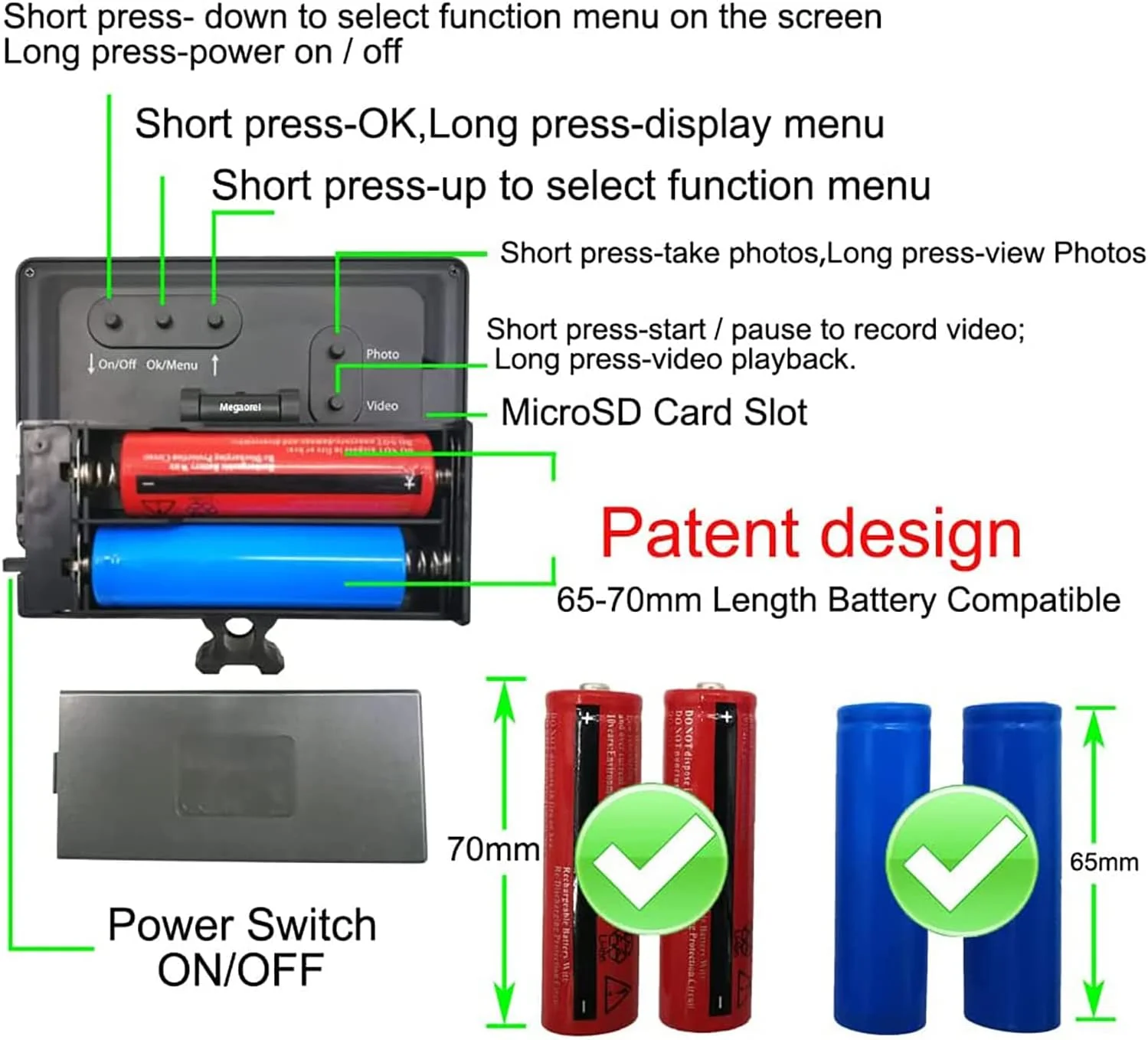 دوربین دید در شب 720P، تلسکوپ مادون قرمز 3 مگاپیکسلی با چراغ قوه، ضد ضربه، پشتیبانی از چند زبان