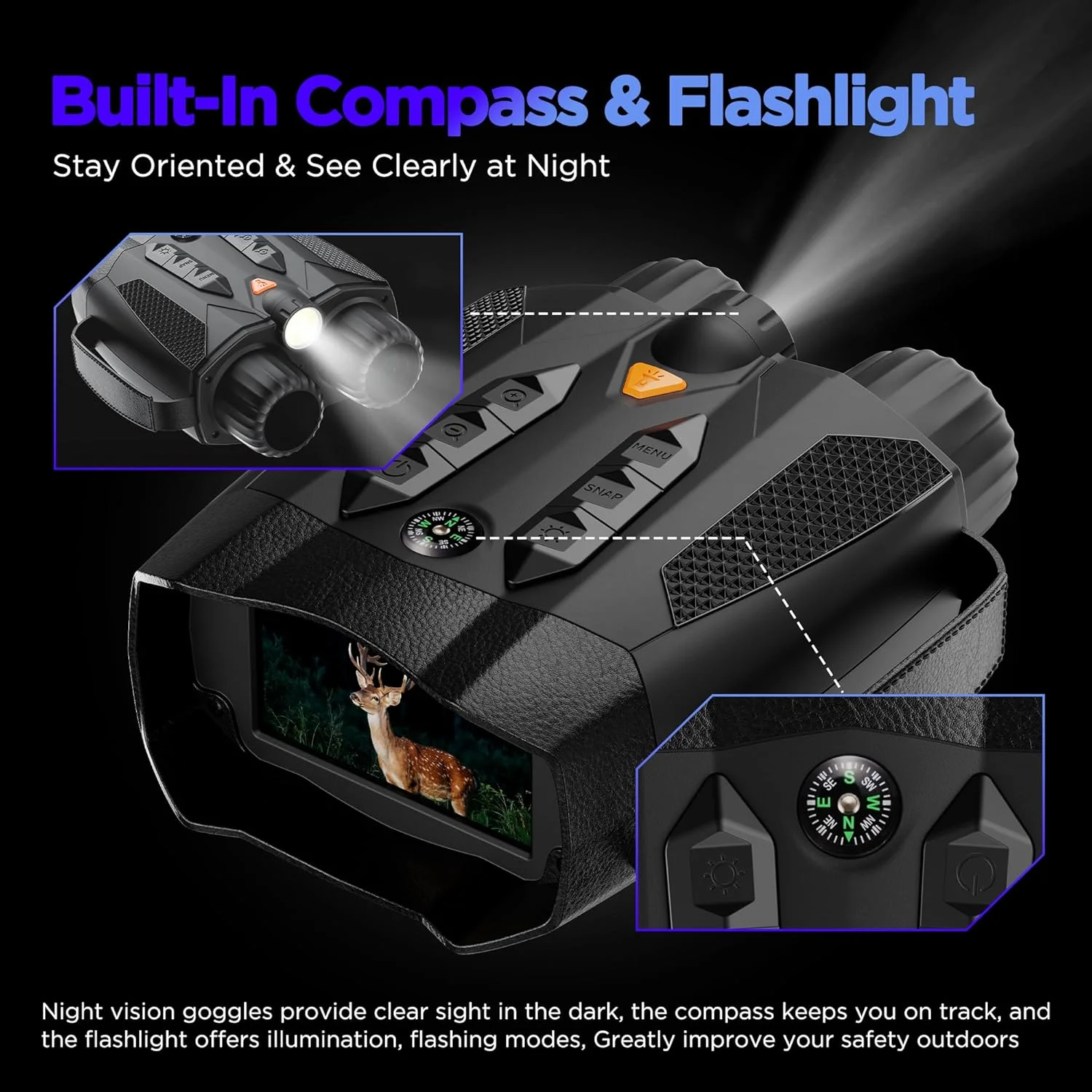 دوربین دید در شب 4K: دوربین دوچشمی تاکتیکی با دوربین - دوربین مادون قرمز برای شکارچی - هدیه الکترونیکی دیجیتال - هدایای شکار برای مردان/پدر/همسر - ابزارهای جالب فناوری برای کمپینگ/قایق سواری