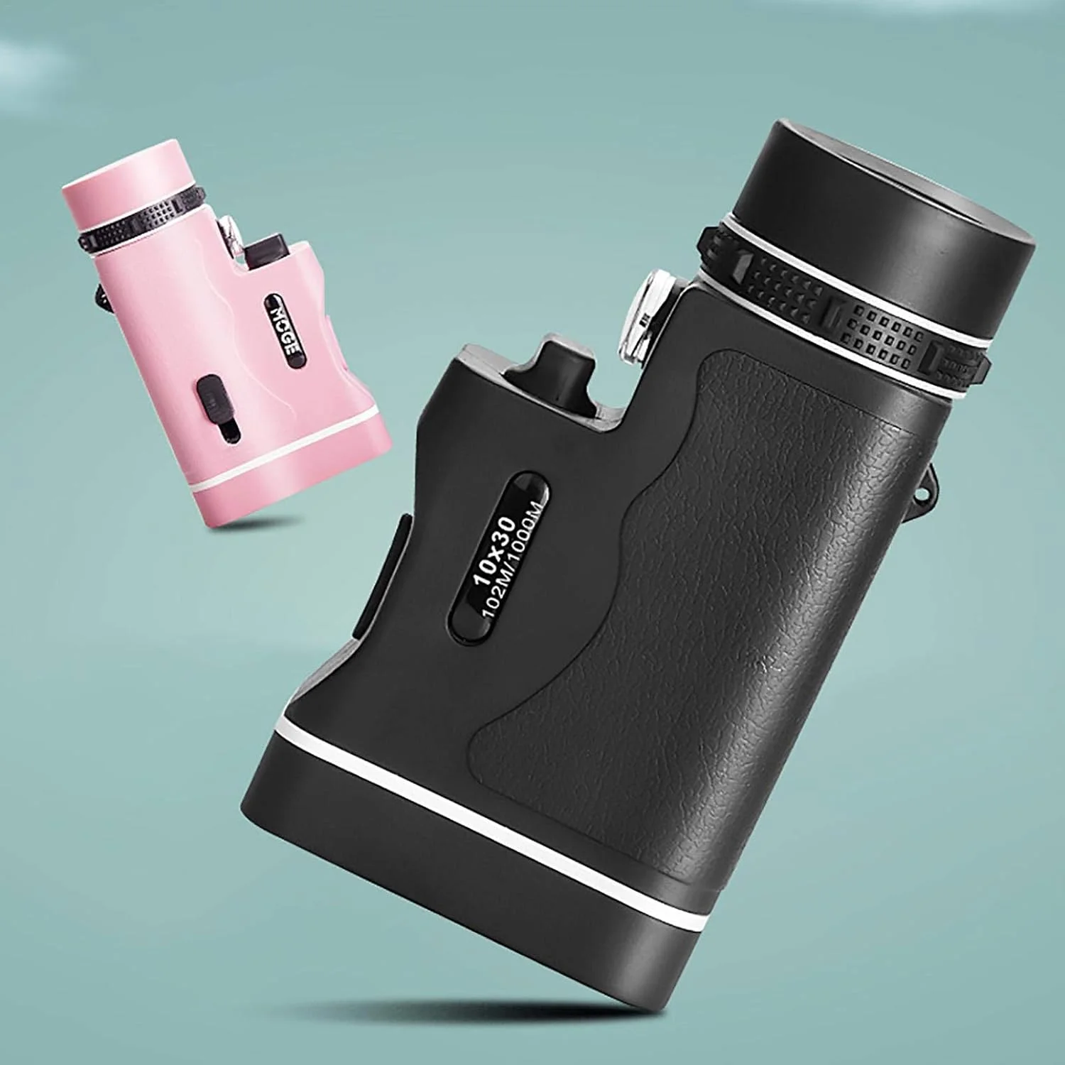 تلسکوپ دید در شب تک چشمی با چراغ LED، دوربین موبایل 10x30 برای تماشای حیات وحش در شب (رنگ: مشکی)