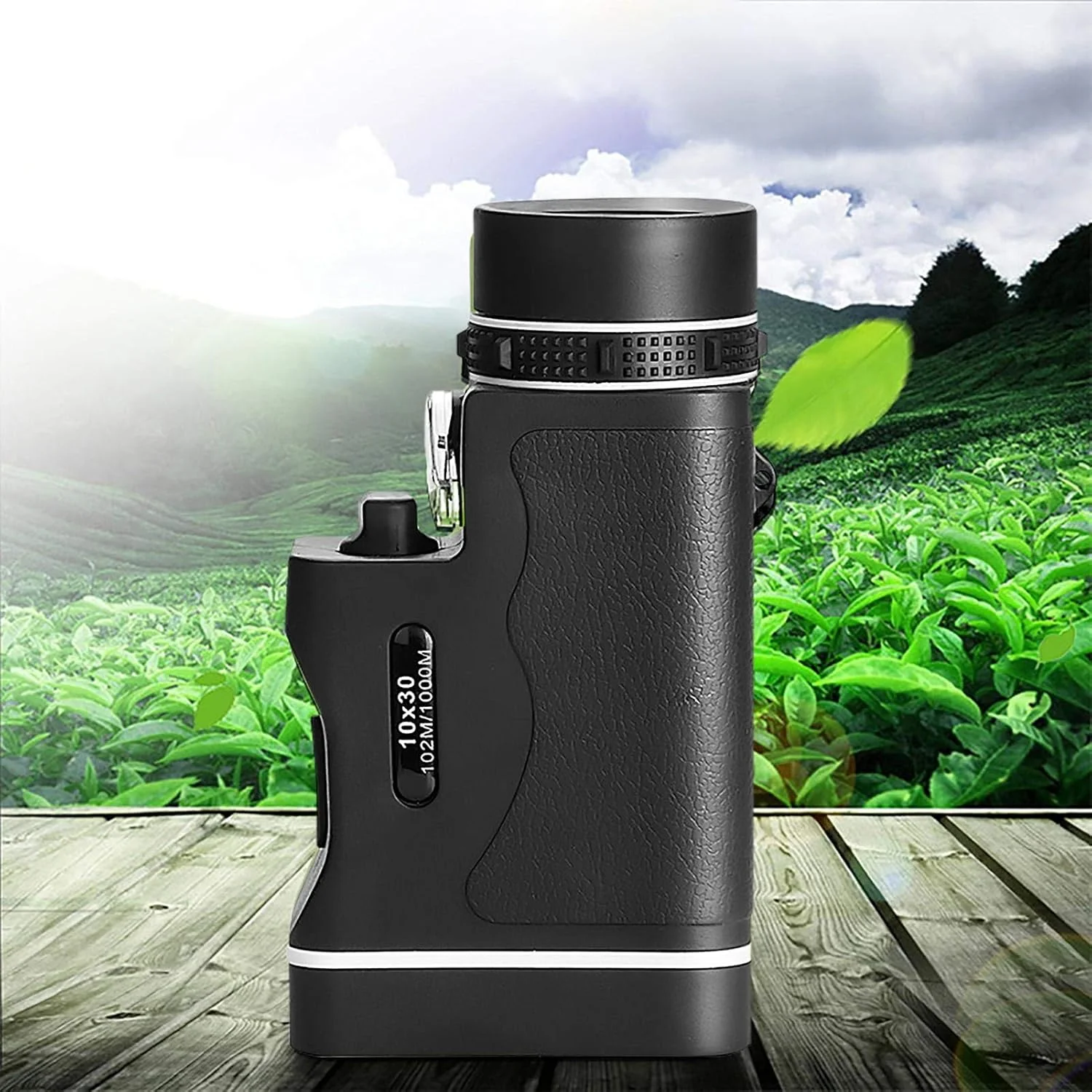 تلسکوپ دید در شب تک چشمی با چراغ LED، دوربین موبایل 10x30 برای تماشای حیات وحش در شب (رنگ: مشکی)