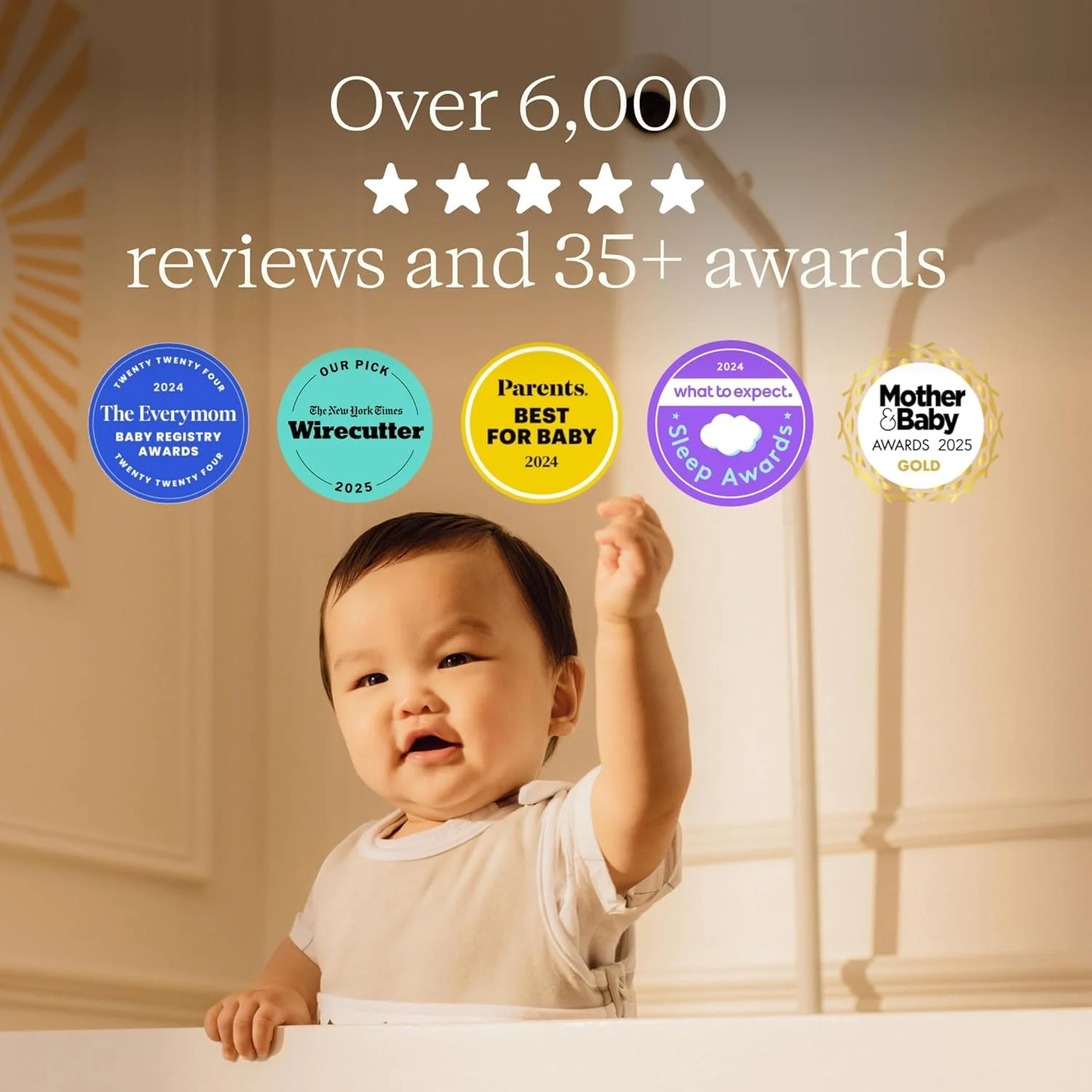 مانیتور هوشمند کودک Nanit Essentials با پایه دیواری - دوربین وای فای 1080p HD، نظارت بر تنفس بدون سنسور، ردیابی خواب، صدای دو طرفه، دید در شب، اعلان‌های صدا و حرکت، سفید