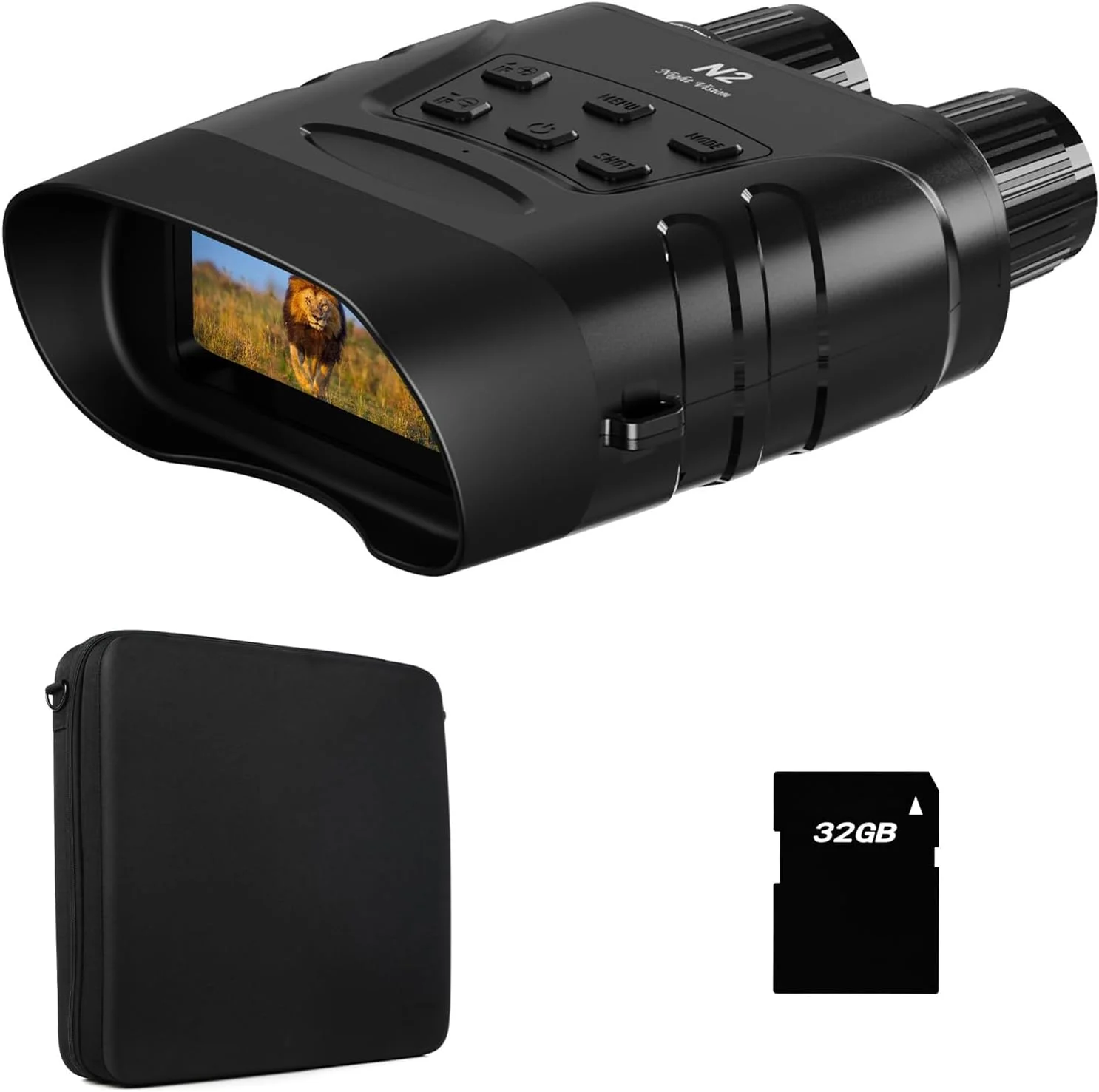 دوربین شکاری دید در شب، زوم اپتیکال 4 برابر، زوم دیجیتال 5 برابر، ویدیوی 1080P، کارت 32 گیگابایتی، محدوده دید 250-300 متری، IP66 برای مشاهده حیات وحش، کمپینگ