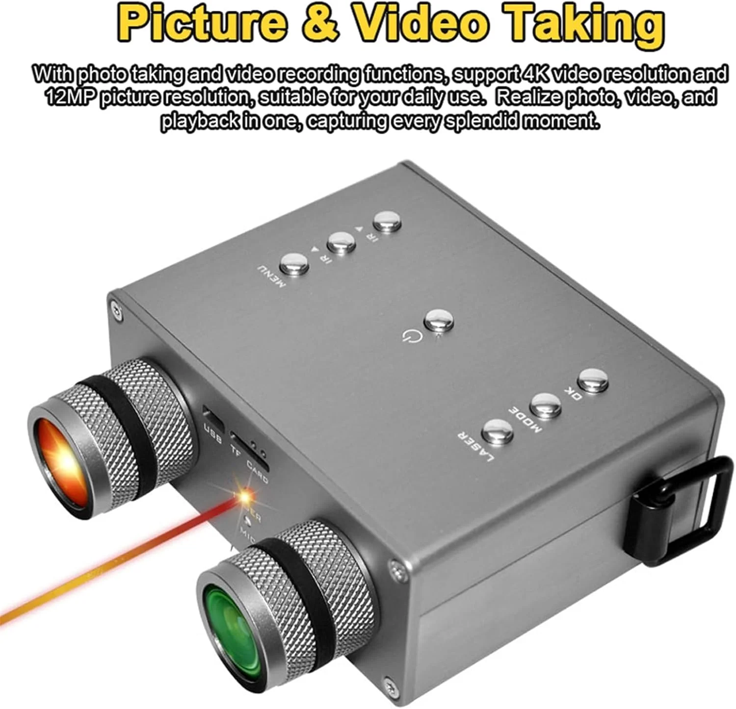 دوربین دید در شب دیجیتال 4K IPS، برد 600 متری در تاریکی مطلق، بزرگنمایی دیجیتال 8 برابر، قابلیت عکسبرداری و ضبط ویدیو، برد دید طولانی دوربین دید در شب دیجیتال 4K IPS، برد 600 متری در تاریکی مطلق، بزرگنمایی دیجیتال 8 برابر، قابلیت عکسبرداری و ضبط ویدیو، برد دید طولانی