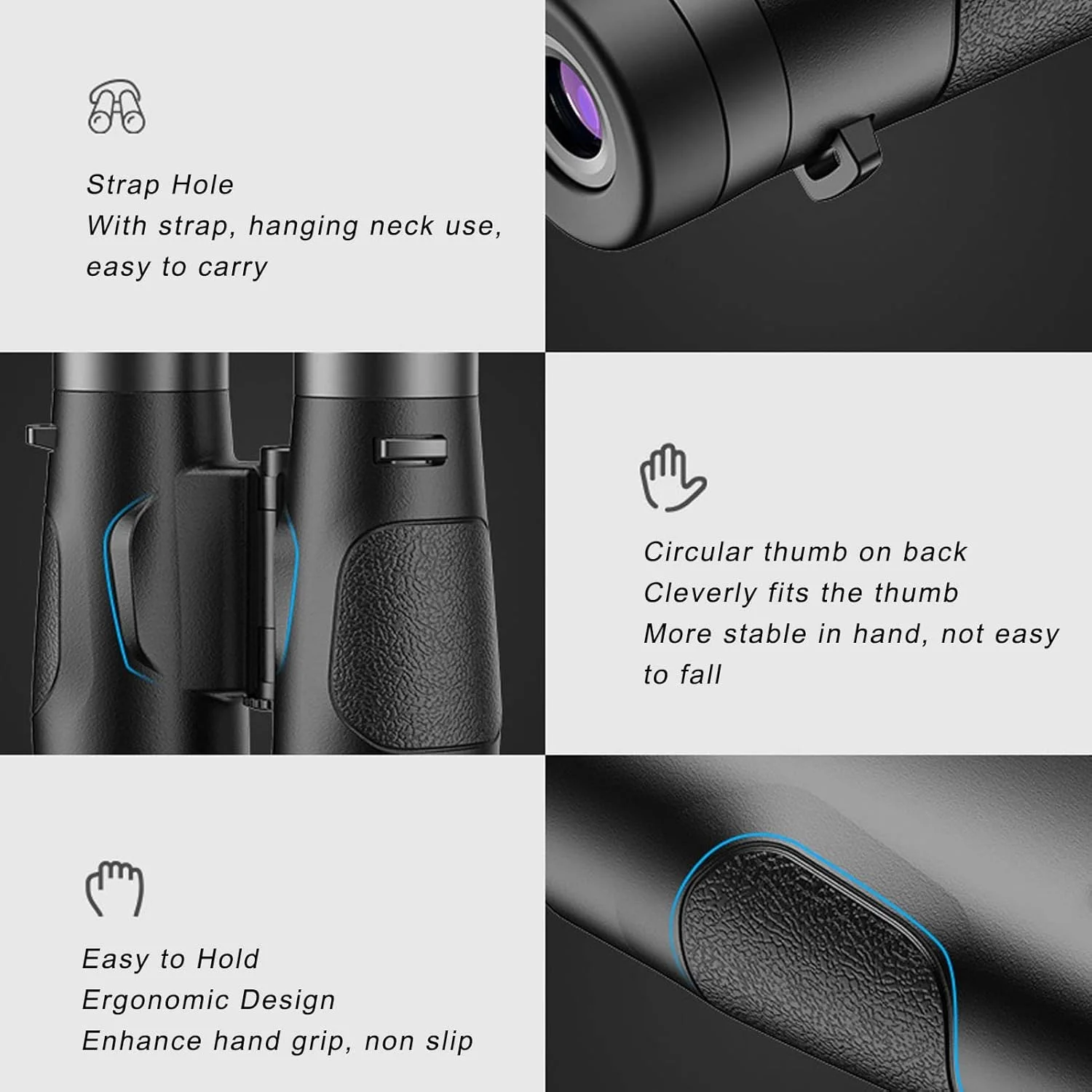 دوربین دوچشمی 10x42، دوربین دوچشمی فشرده با فوکوس خودکار، با اتصال سه پایه، دید در شب با نور کم، برای تماشای پرندگان، پیاده روی، کوهنوردی، برای بزرگسالان، کودکان