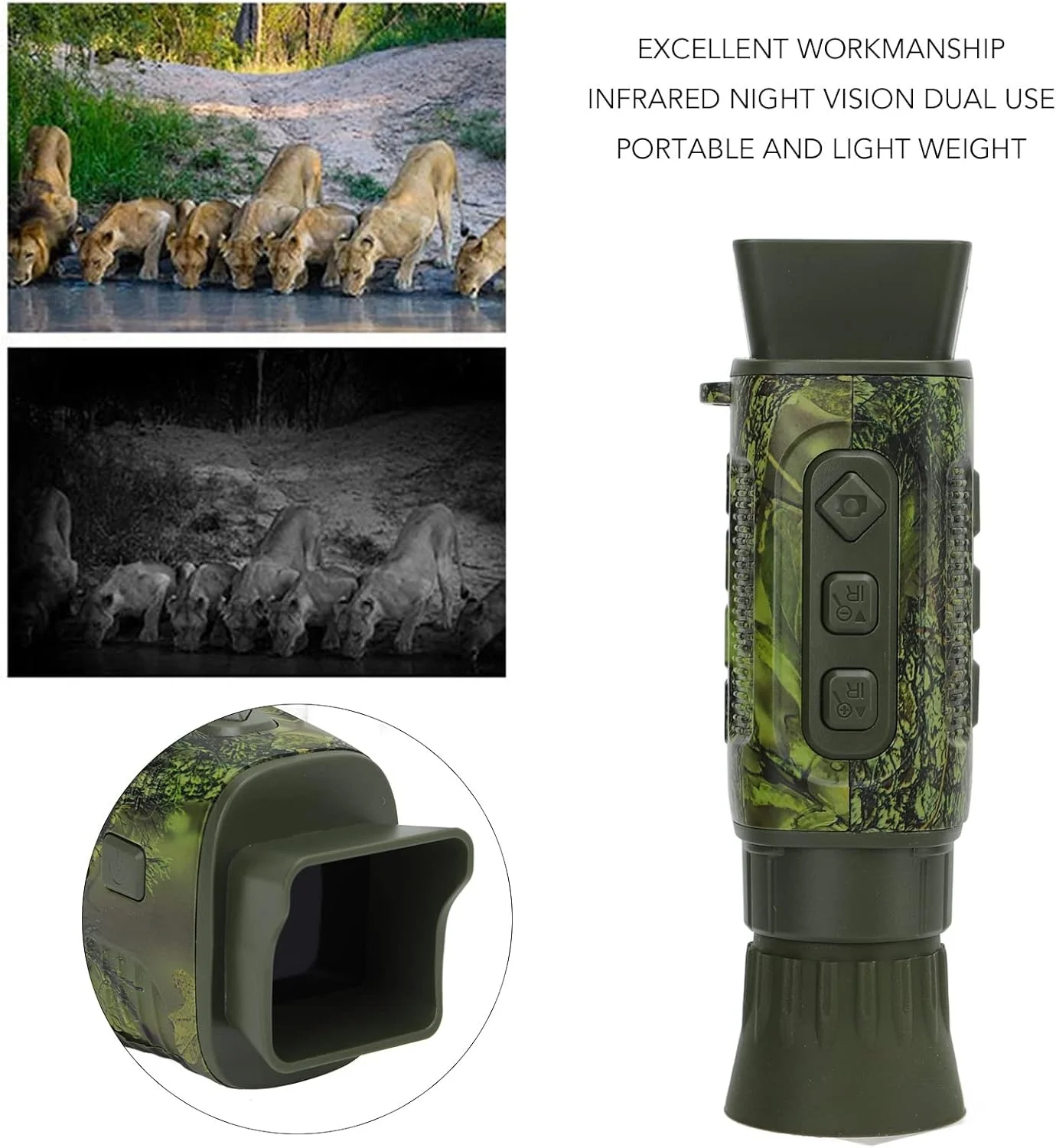 دوربین دید در شب مادون قرمز تک چشمی با کیفیت بالا 1088P 12MP مناسب شکار و فضای باز