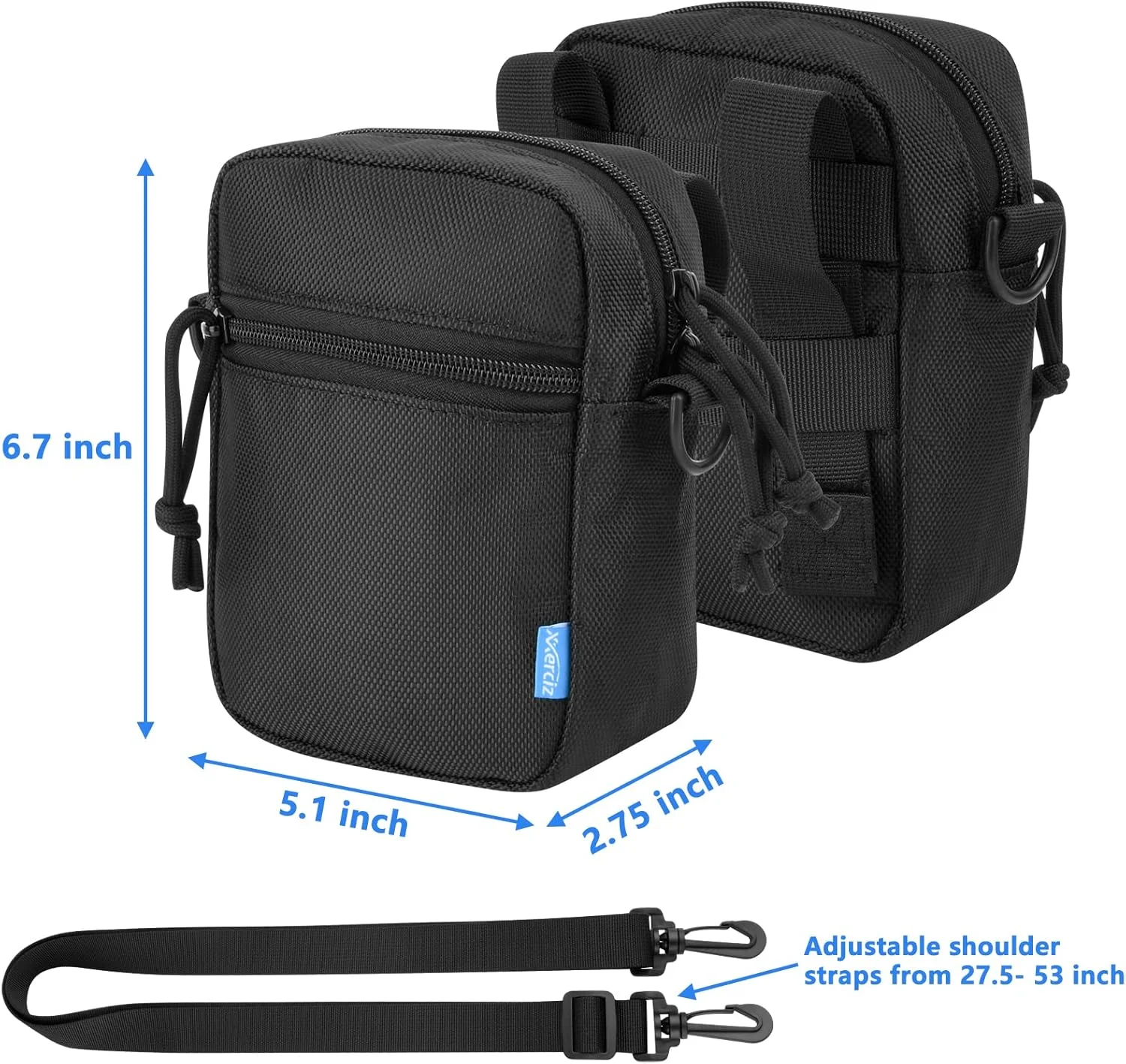 کیف محافظ Xxerciz سازگار با دوربین های دید در شب Fvtga، کیف مسافرتی نایلونی برای دوربین های دوچشمی دید در شب، بند شانه ای نرم، جیب کناری برای کارت SD، کابل داده، دفترچه راهنما (فقط کیف)