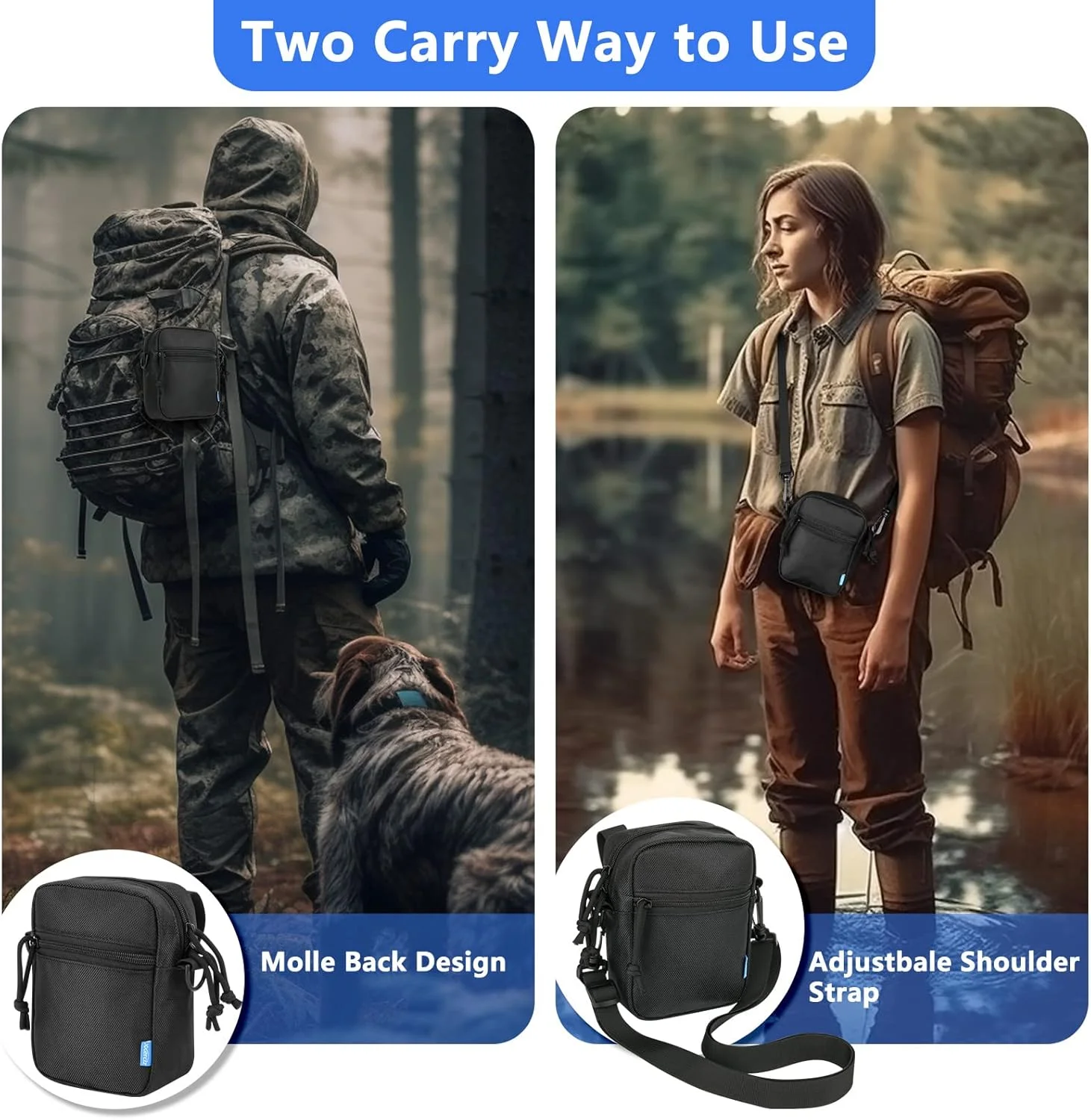 کیف محافظ Xxerciz سازگار با دوربین های دید در شب Fvtga، کیف مسافرتی نایلونی برای دوربین های دوچشمی دید در شب، بند شانه ای نرم، جیب کناری برای کارت SD، کابل داده، دفترچه راهنما (فقط کیف)