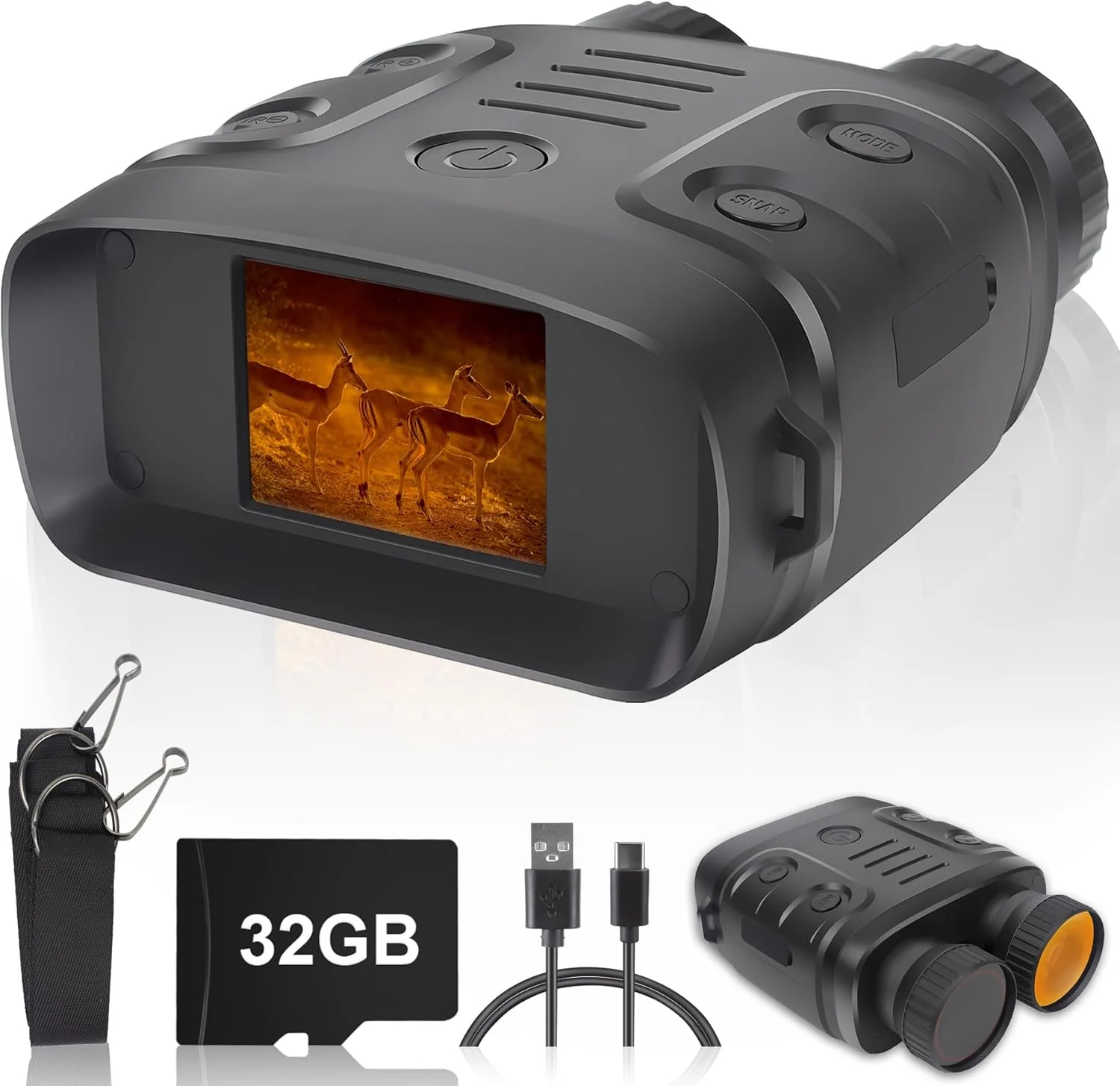 دوربین دید در شب، دوربین دوچشمی دید در شب برای بزرگسالان، دوربین دوچشمی صفحه نمایش HD با کارت TF 32 گیگابایتی برای عکس و فیلم، ایده آل برای کمپینگ در فضای باز و مشاهده حیات وحش